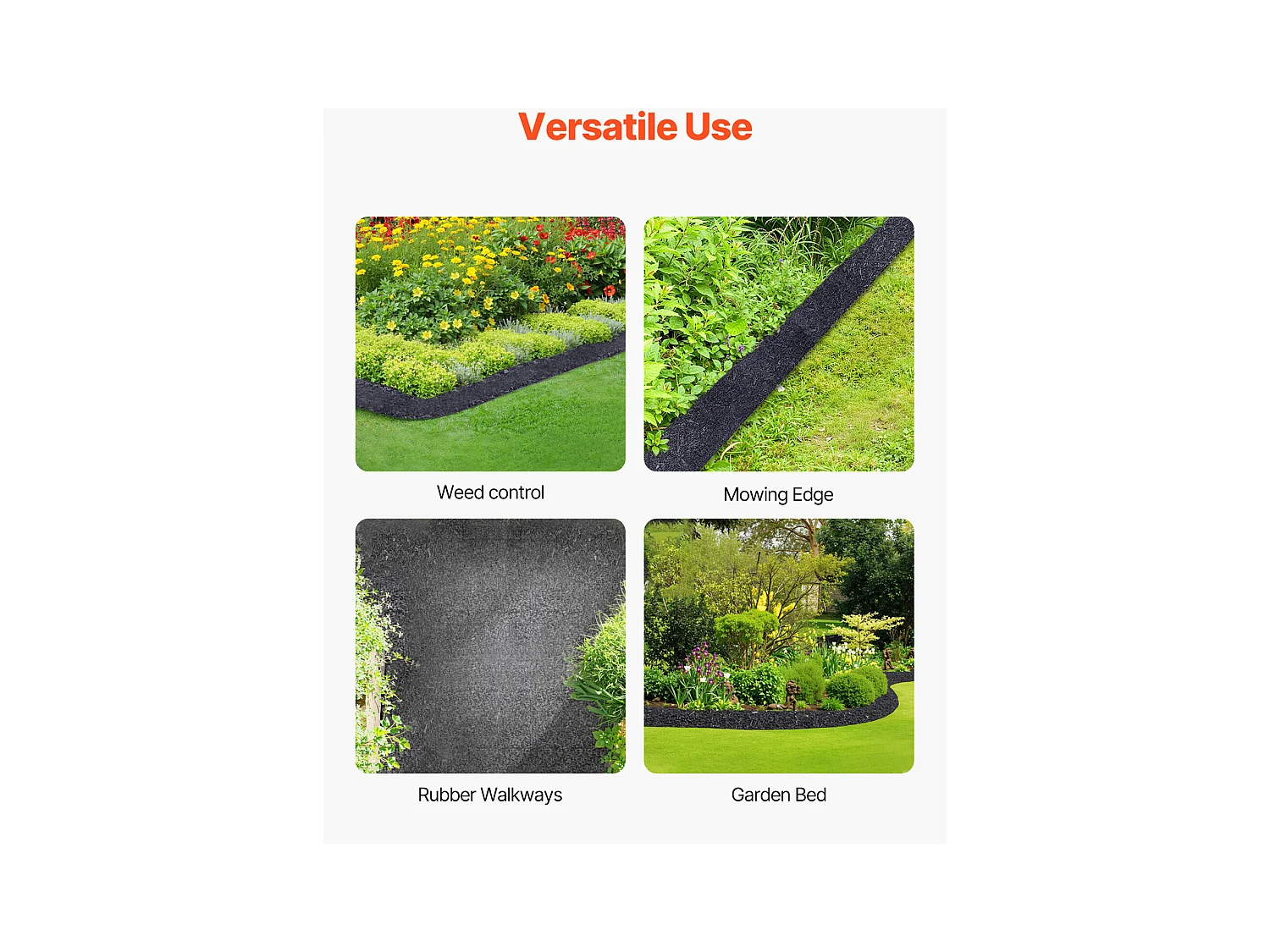 Rouleaux de Paillis SucceBuy pour Aménagement Paysager - 4 Rouleaux, 305 x 11cm, Noir Naturel, Embellit les Jardins, Prévient les Mauvaises Herbes