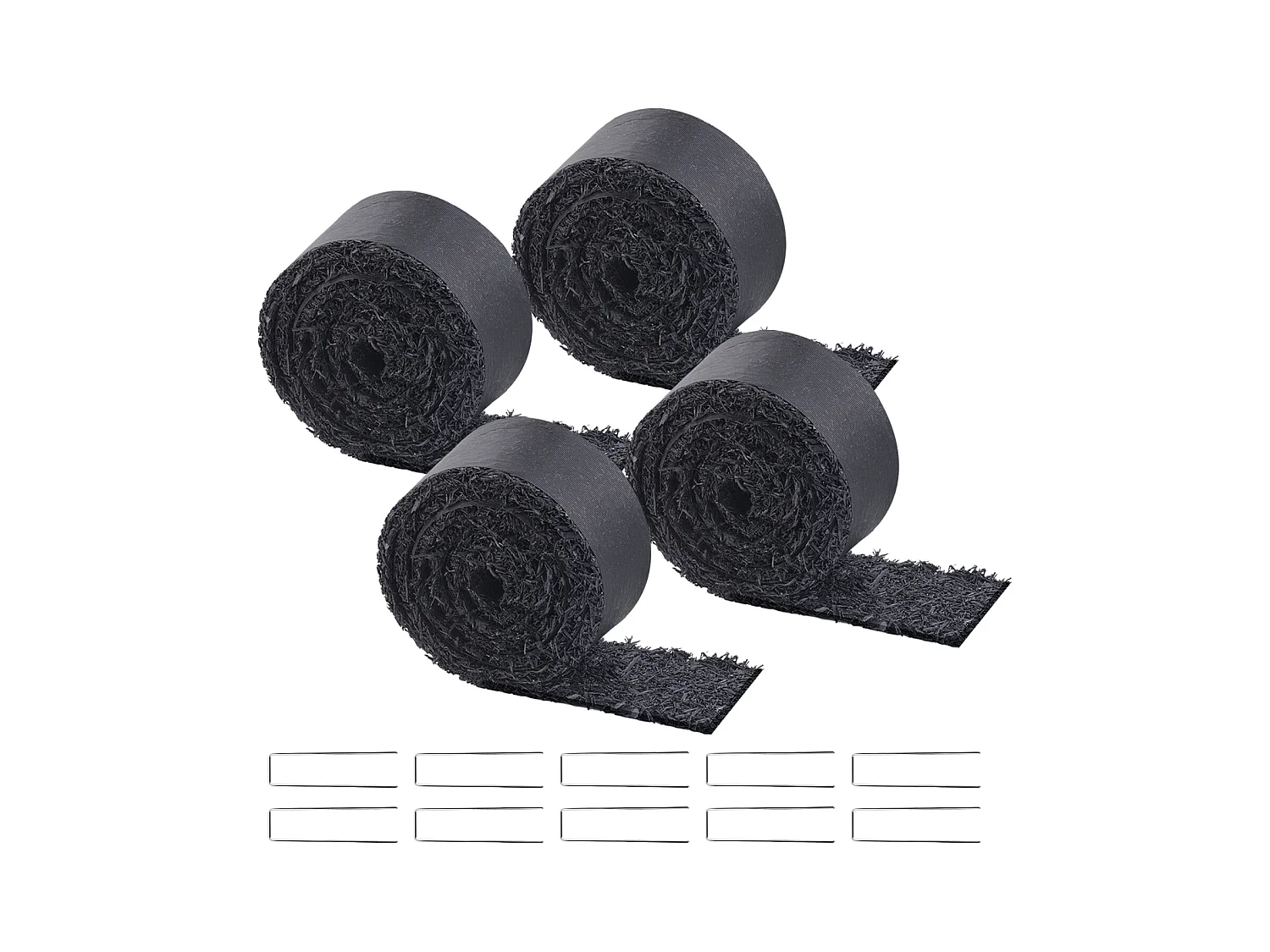 Rouleaux de Paillis SucceBuy pour Aménagement Paysager - 4 Rouleaux, 305 x 11cm, Noir Naturel, Embellit les Jardins, Prévient les Mauvaises Herbes