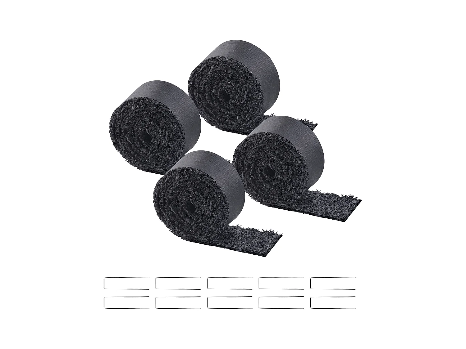 Rouleaux de Paillis SucceBuy pour Aménagement Paysager - 4 Rouleaux, 305 x 11cm, Noir Naturel, Embellit les Jardins, Prévient les Mauvaises Herbes