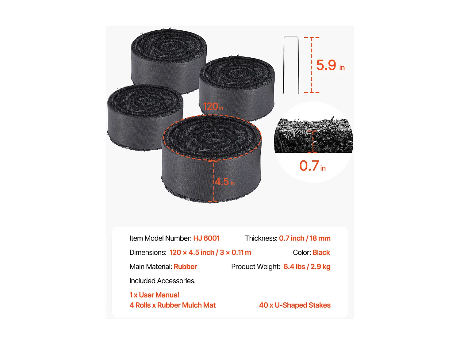 Rotoli di Pacciame SucceBuy per Paesaggistica - 4 Rotoli, 305 x 11cm, Nero Naturale, Abbellisce Giardini, Previene Erbacce