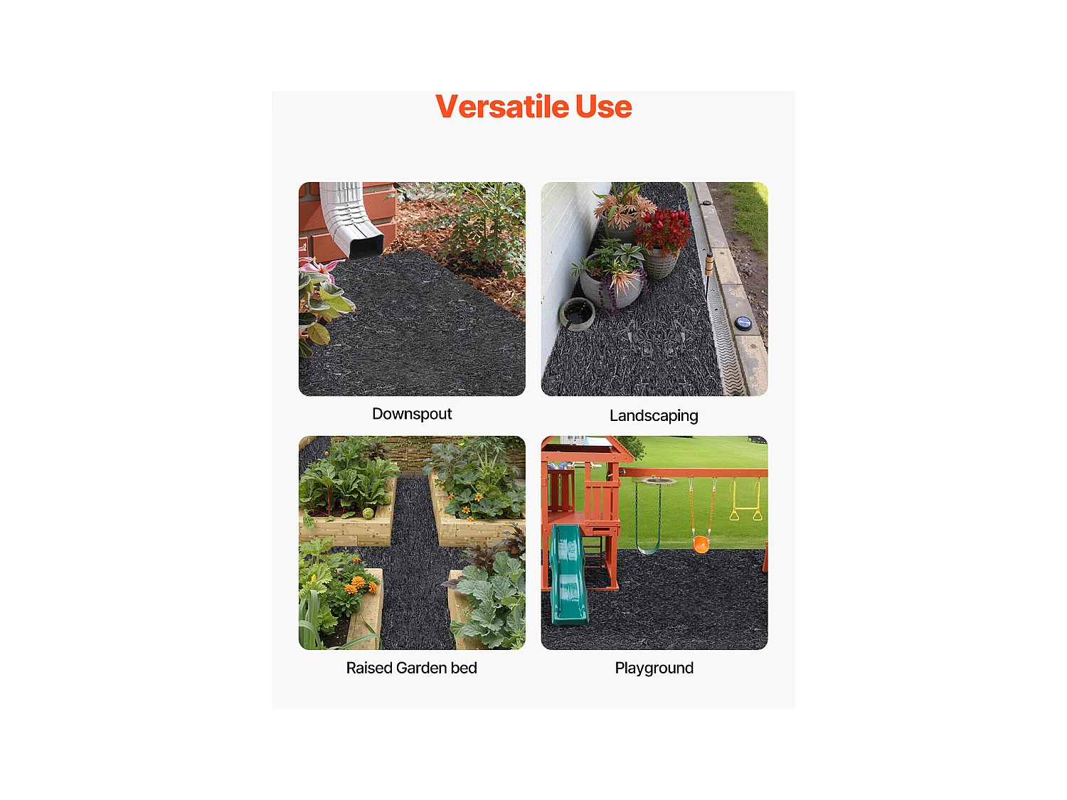 Rouleau de Paillis SucceBuy en Caoutchouc 244 x 56 cm, Tapis en Caoutchouc Recyclé, Allée Permanente, Paillis Noir Naturel pour Bordures de Jardin, Plantes