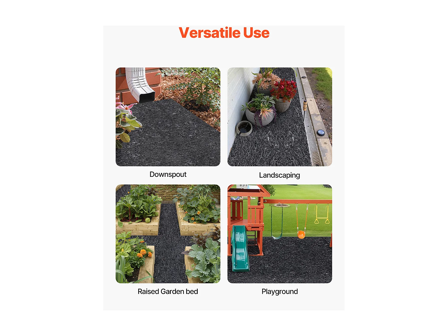 Rouleau de Paillis SucceBuy en Caoutchouc 244 x 56 cm, Tapis en Caoutchouc Recyclé, Allée Permanente, Paillis Noir Naturel pour Bordures de Jardin, Plantes