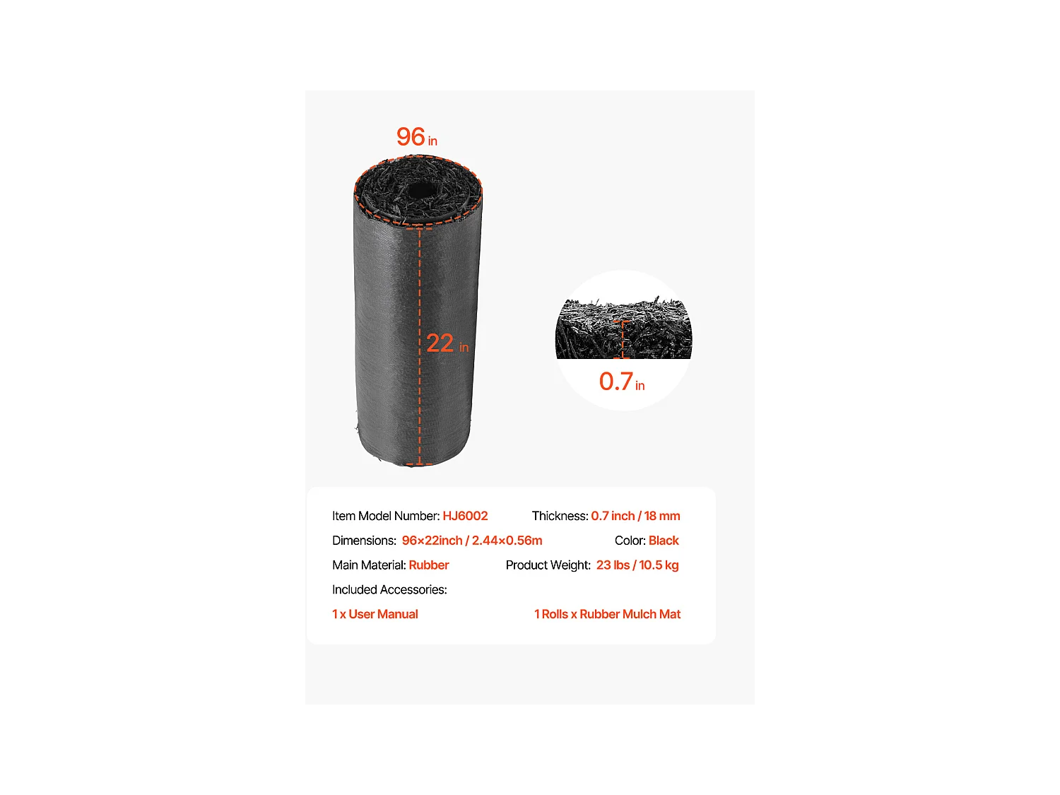 Rouleaux de Paillis SucceBuy Lot de 2 en Caoutchouc 244 x 56 cm pour Tapis d'Aménagement Paysager, Allée Permanente, Bordure Noire d'Aspect Naturel