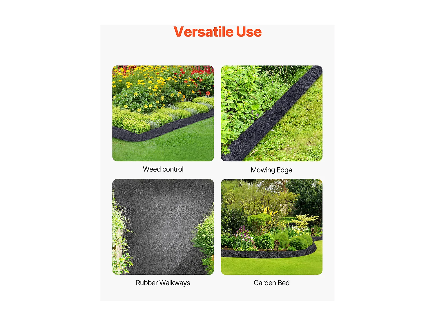 Rouleau de Paillis SucceBuy en Caoutchouc 305 x 11cm, Tapis Recyclé, Aspect Naturel, Empêche les Mauvaises Herbes et la Boue, pour Jardins, Plantes