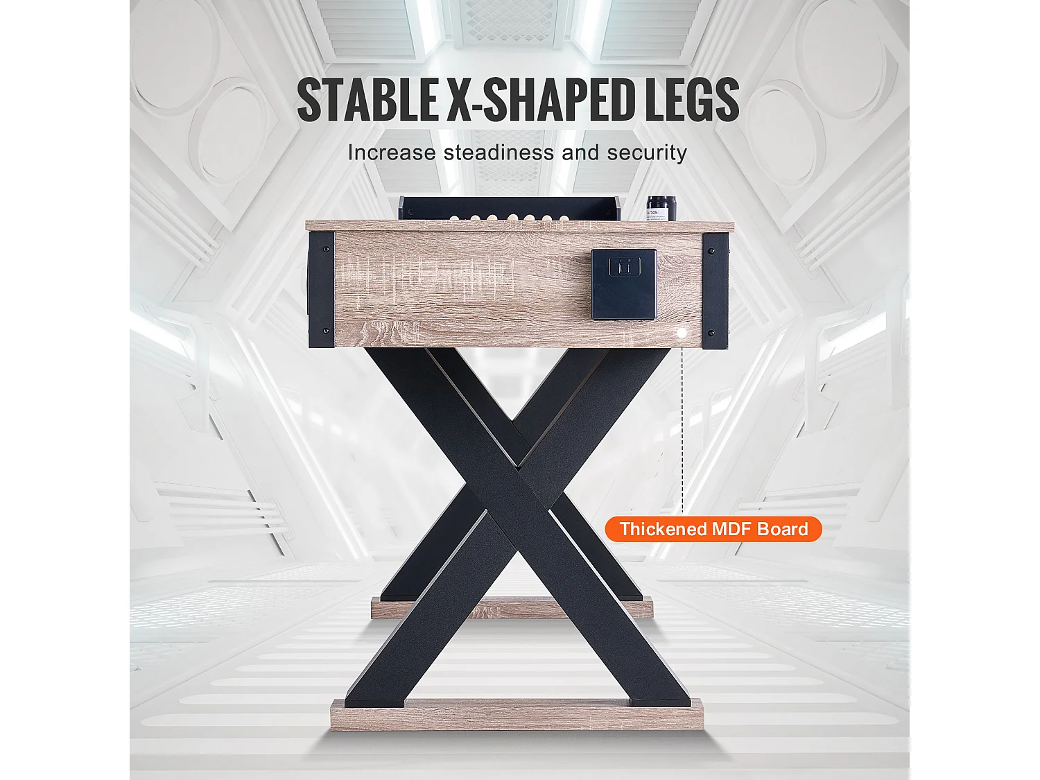 Table de Shuffleboard SucceBuy 274CM, Salle de Jeux à Domicile, Combo Jeu de Palets et Bowling 2 en 1, Pieds de Table, 8 Rondelles, Ensemble de Bowling