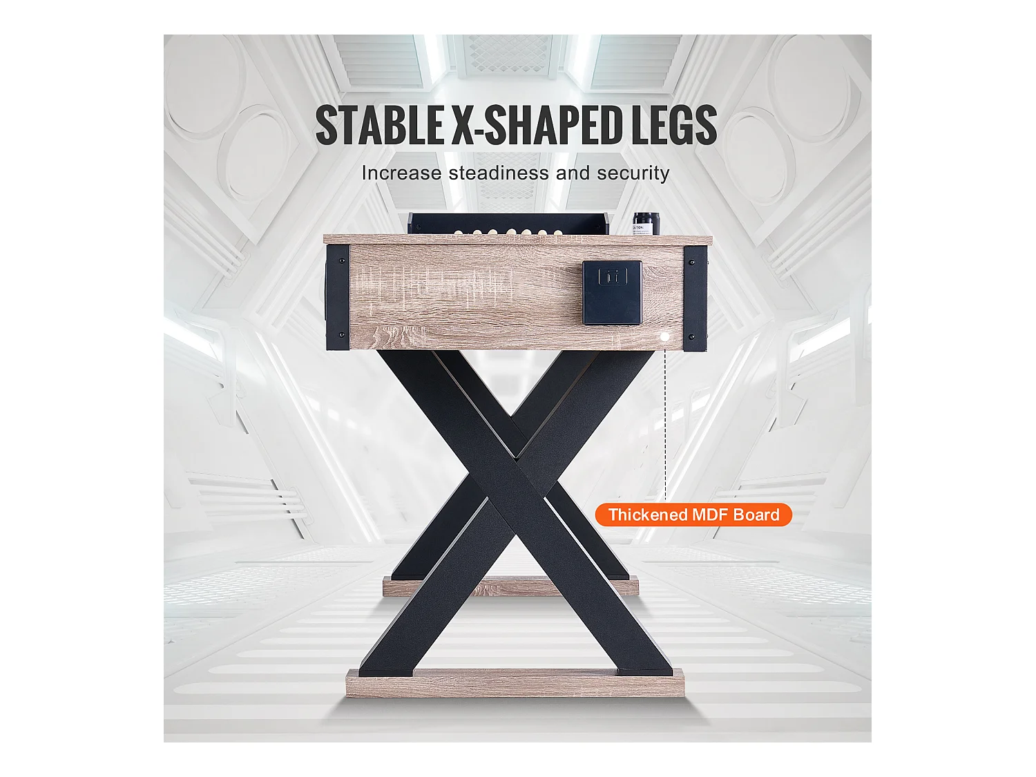 Mesa de Shuffleboard SucceBuy 274CM, Sala de Juegos en el Hogar, Combo de Juego de Tejos y Bolos 2 en 1, Patas de Mesa, 8 Arandelas, Set de Bolos