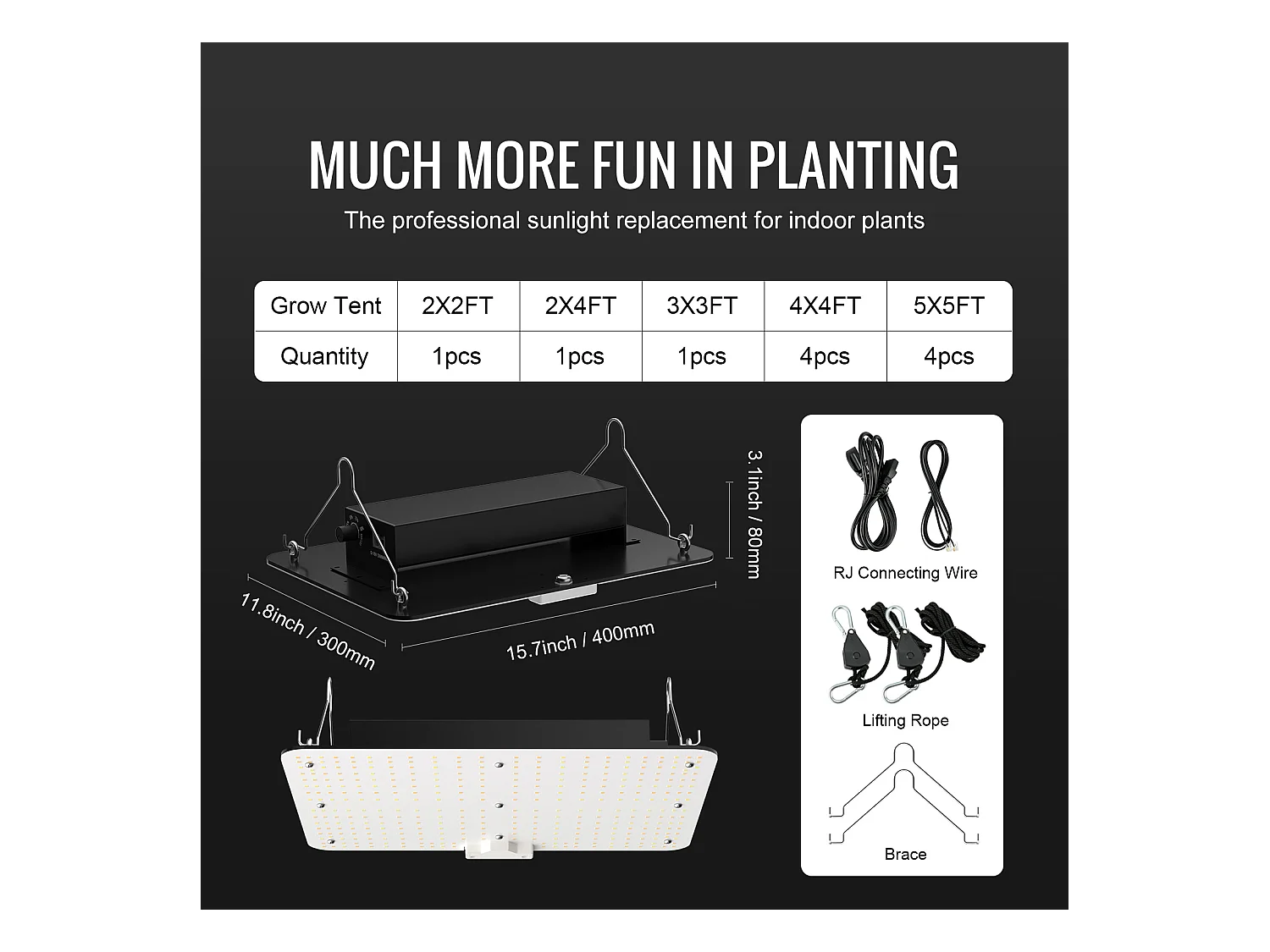 Lampe de Croissance LED SucceBuy 150 W, Spectre Complet à Intensité Variable, Diodes Samsung pour Plantes d'Intérieur, Végétation, Floraison, Serre