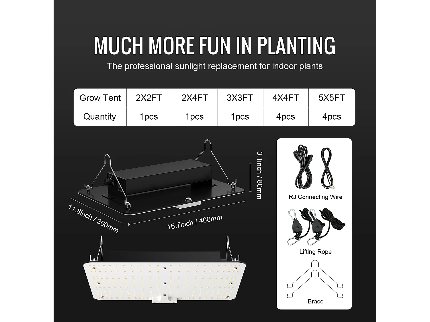 Lampe de Croissance LED SucceBuy 150 W, Spectre Complet à Intensité Variable, Diodes Samsung pour Plantes d'Intérieur, Végétation, Floraison, Serre