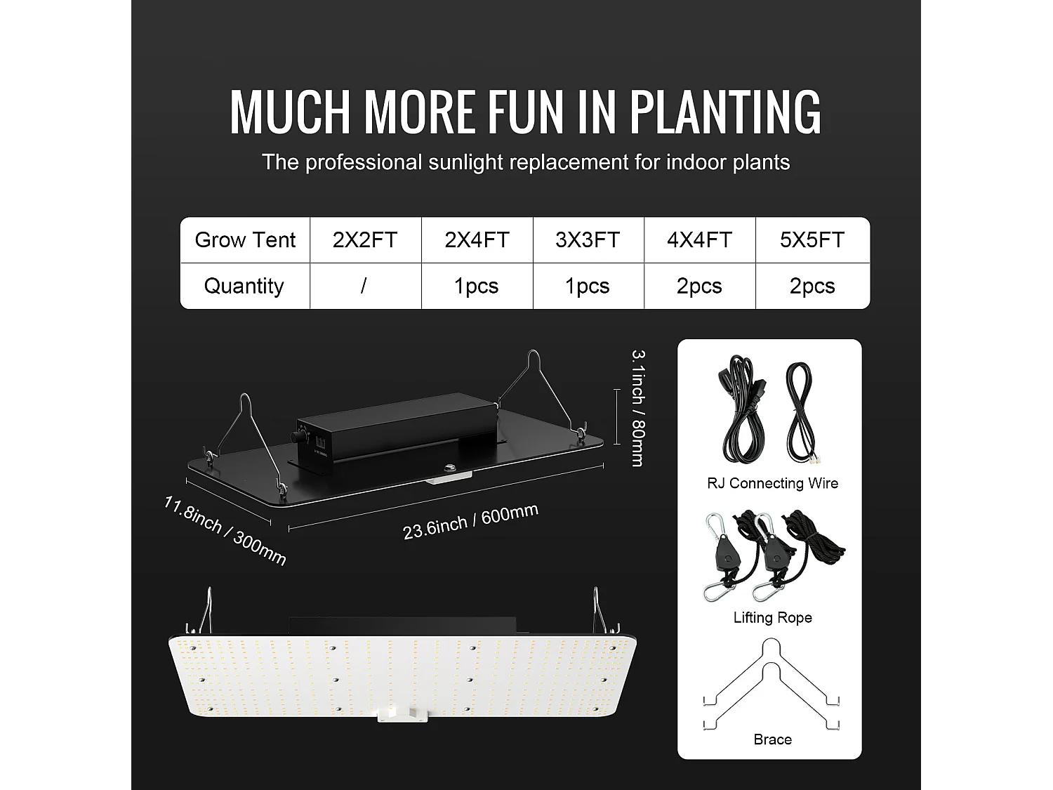 Lámpara de Crecimiento LED SucceBuy 200 W, Diodos Samsung de Alto Rendimiento para Plantas de Interior, Plántulas, Vegetación y Floración, Cultivo en Invernadero