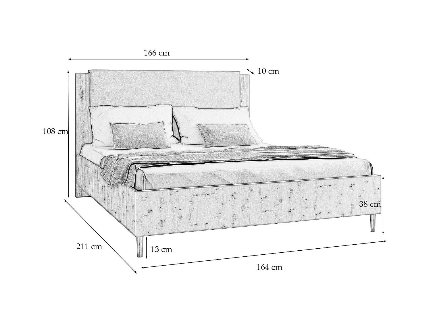 Doppelbett Luk III 160 x 200 cm ohne Matratze Bett mit Lattenrost Jugendbett Kopfteil Bettkasten ohne Nachttisch (grau, Jasmine 90 - grau)