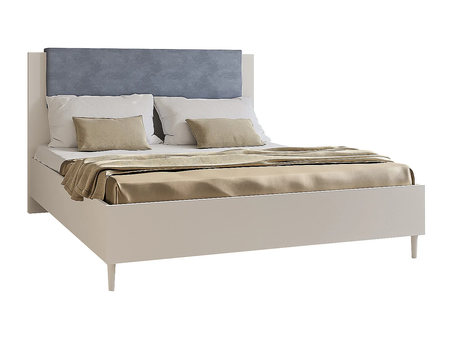 Doppelbett Luk III 160 x 200 cm ohne Matratze Bett mit Lattenrost Jugendbett Kopfteil Bettkasten ohne Nachttisch (weiß, Jasmine 90 -  grau)