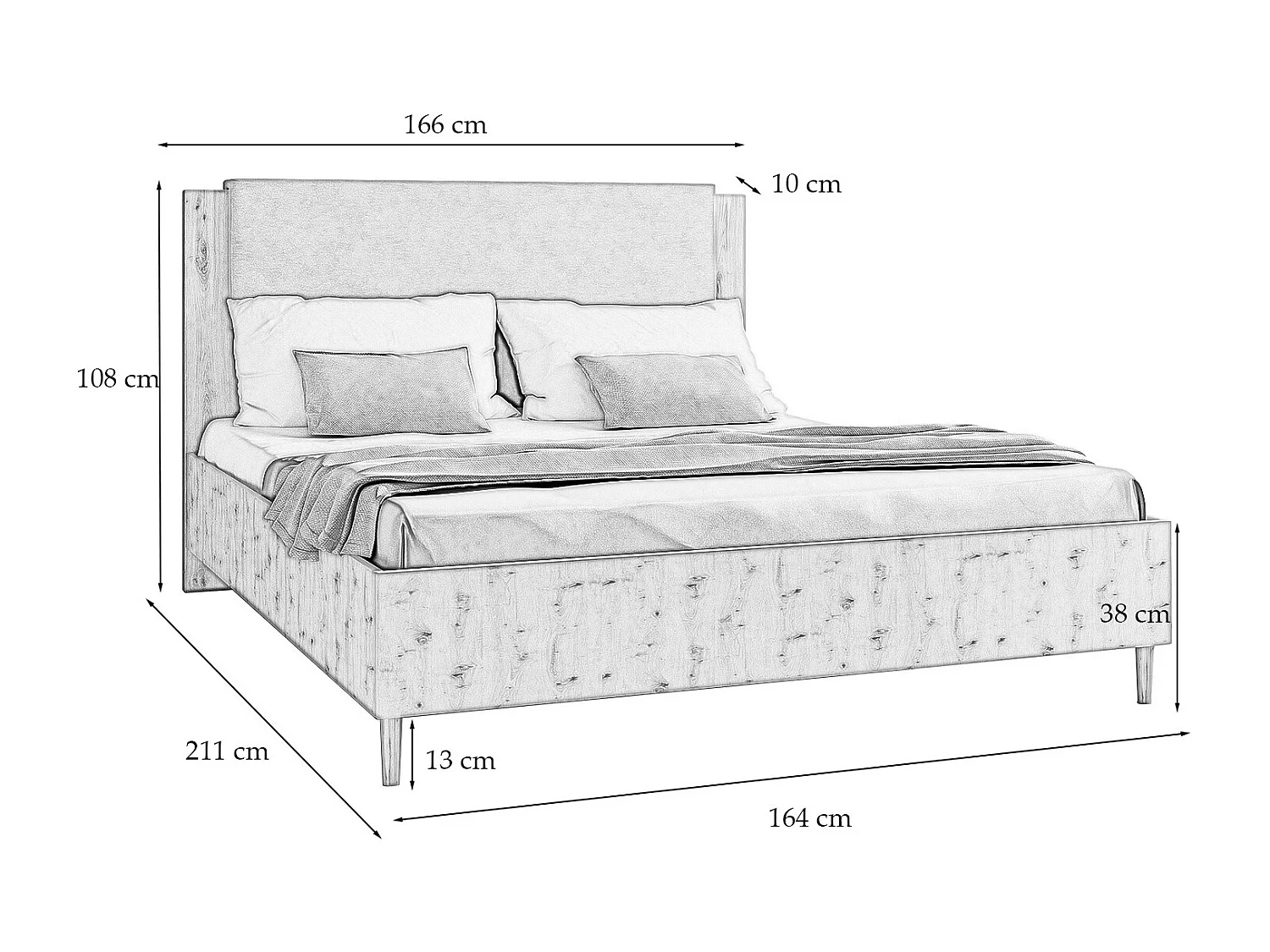 Doppelbett Luk III 160 x 200 cm ohne Matratze Bett mit Lattenrost Jugendbett Kopfteil Bettkasten ohne Nachttisch (schwarz, Jasmine 21 - beige)