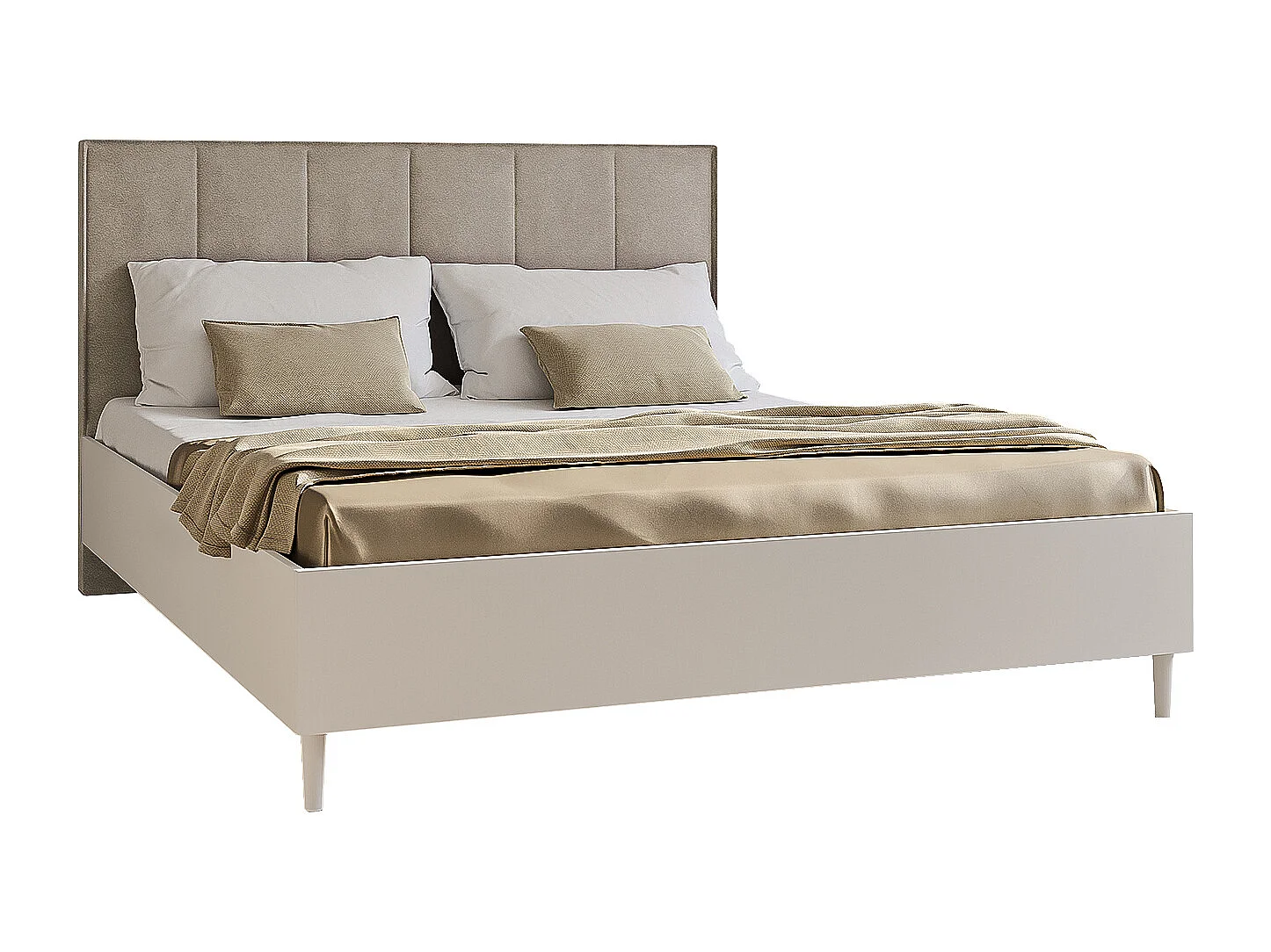 Doppelbett Luk II 160 x 200 cm ohne Matratze Bett mit Lattenrost Jugendbett Kopfteil mit Bettkasten ohne Nachttisch (weiß, Jasmine 21 - beige)