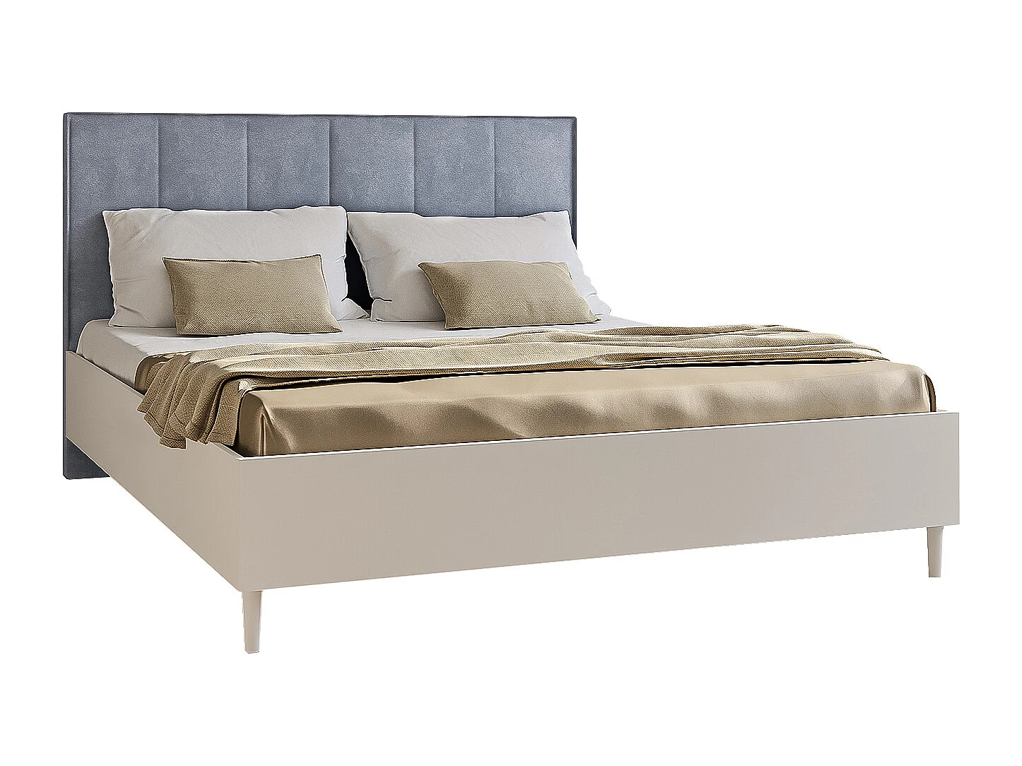 Doppelbett Luk II 160 x 200 cm ohne Matratze Bett mit Lattenrost Jugendbett Kopfteil mit Bettkasten ohne Nachttisch  (weiß, Jasmine 90 - grau)