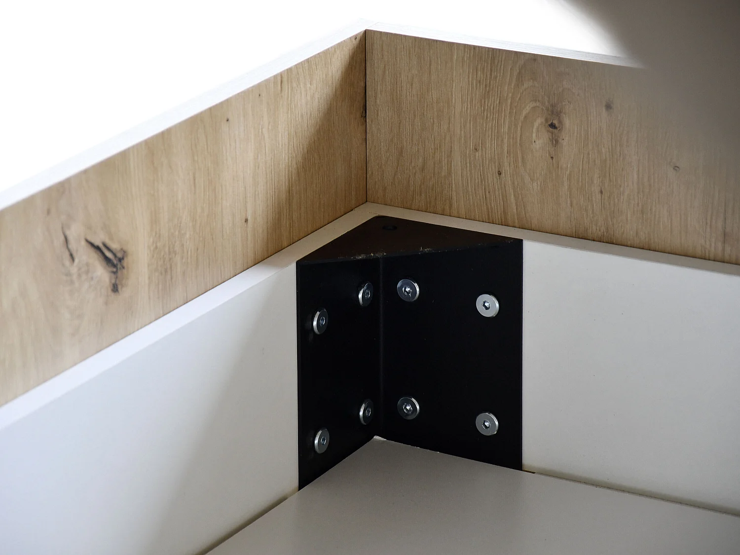 Doppelbett Luk II 160 x 200 cm ohne Matratze Bett mit Lattenrost Jugendbett Kopfteil mit Bettkasten ohne Nachttisch  (weiß, Jasmine 90 - grau)