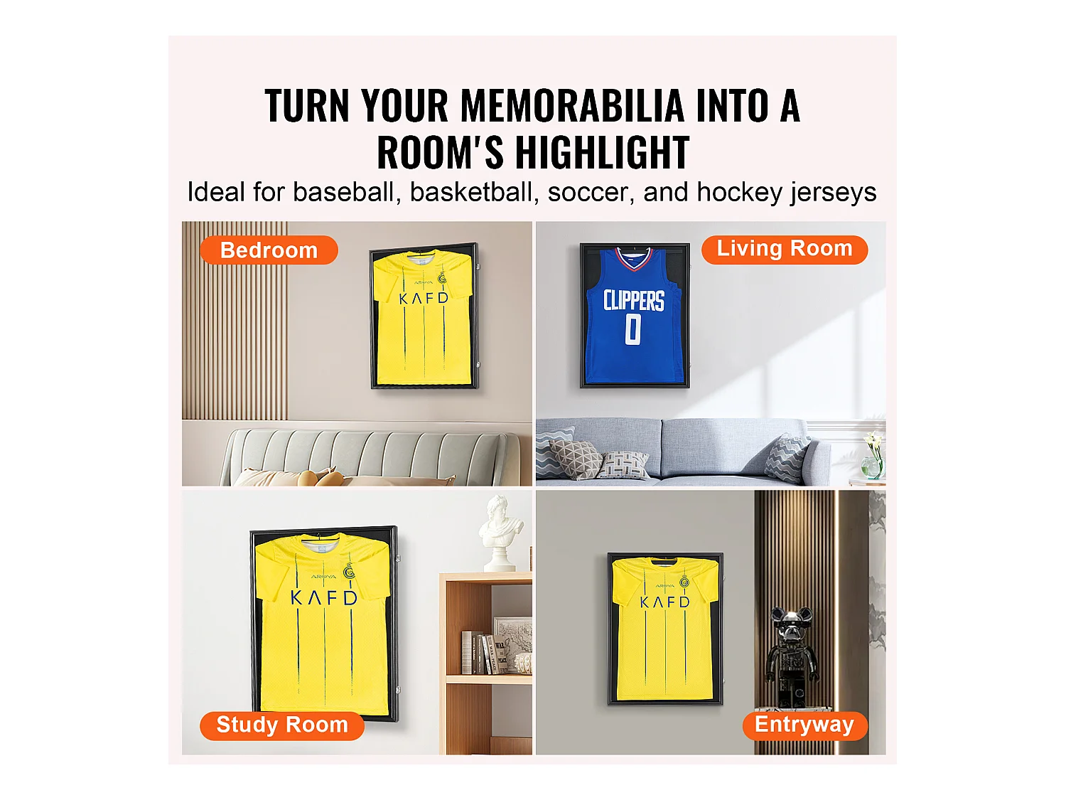 Display SucceBuy Vitrine voor T-Shirts Ingelijst, Afmetingen 61 x 81 x 3.8cm, Schaduwdoos voor T-Shirts met Slot