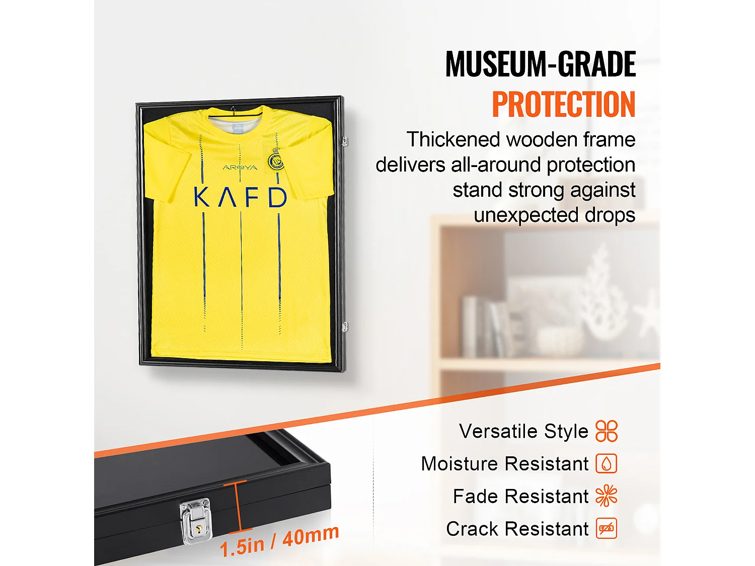 Exhibidor SucceBuy Vitrina para Camisetas Enmarcadas, Dimensiones 61 x 81 x 3.8cm, Caja de Sombra para Camisetas con Cerradura