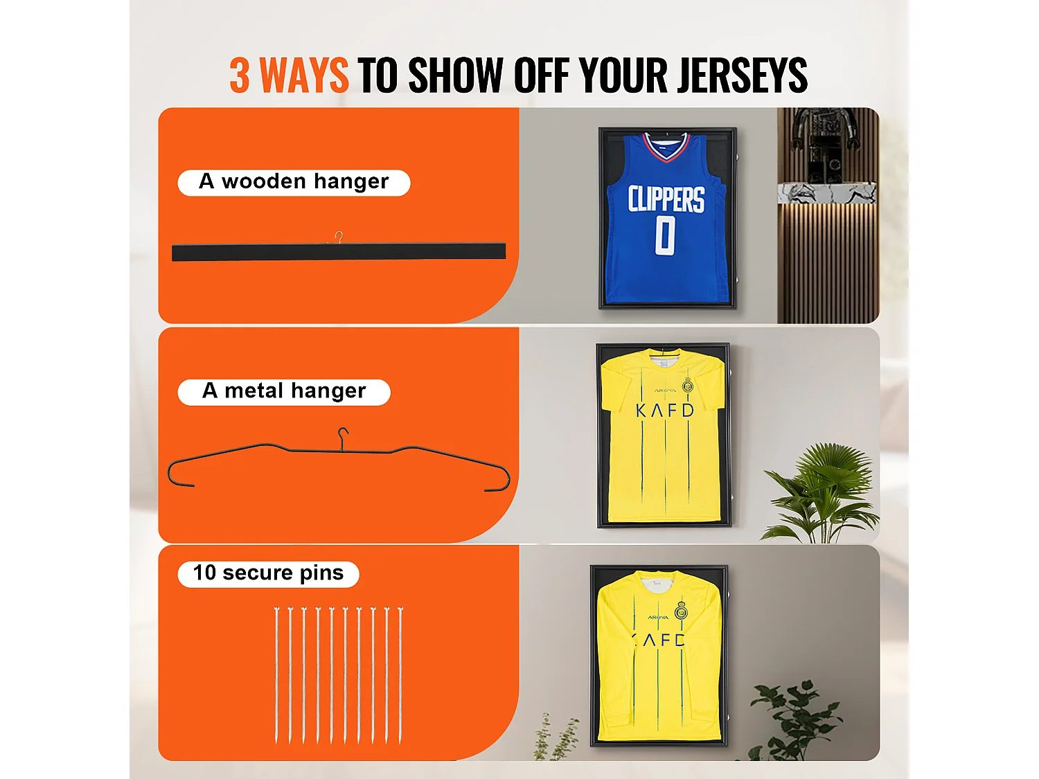 Exhibidor SucceBuy Vitrina para Camisetas Enmarcadas, Dimensiones 61 x 81 x 3.8cm, Caja de Sombra para Camisetas con Cerradura