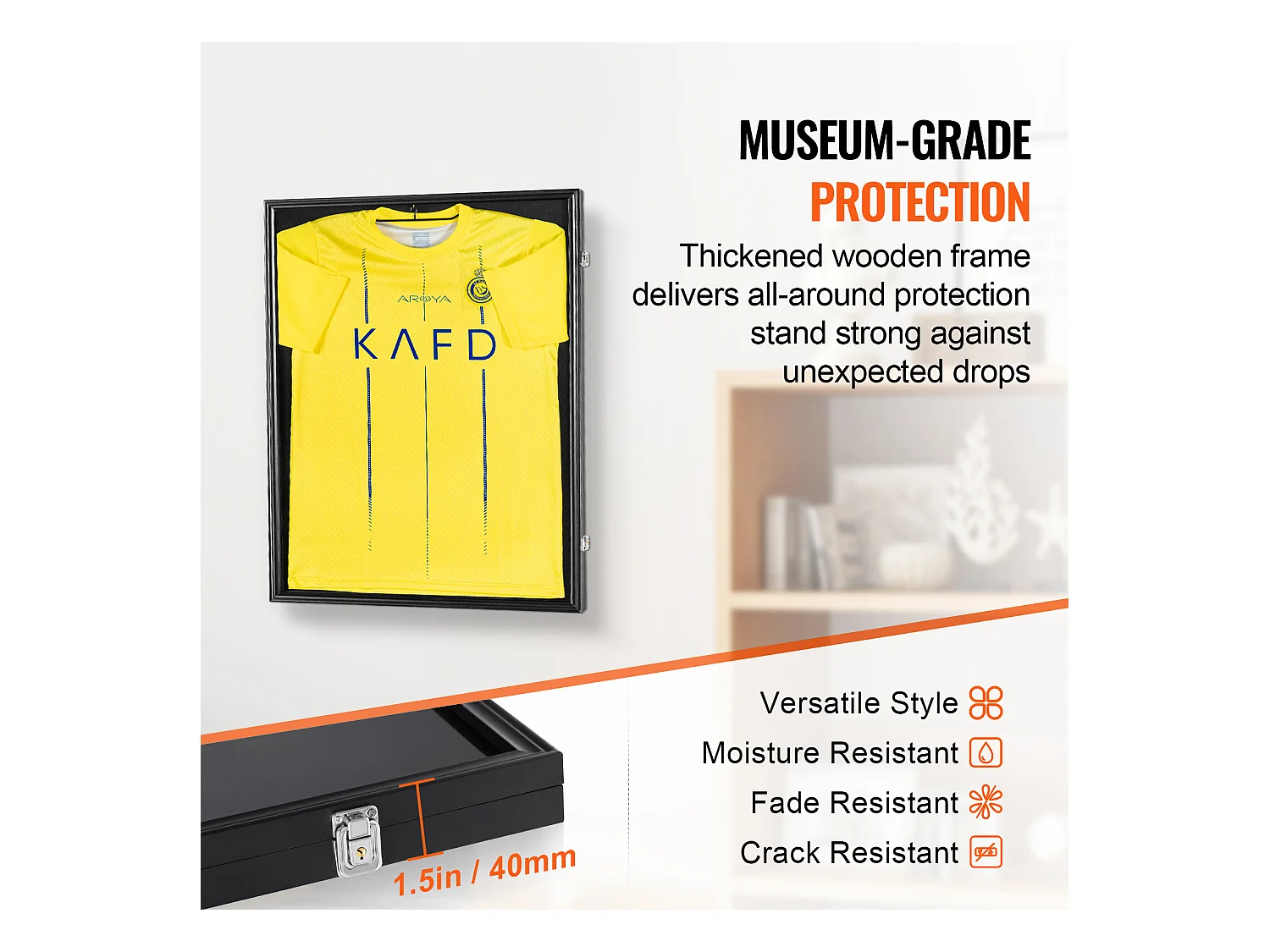 Display SucceBuy Vitrine voor T-Shirts 2 Stuks, Afmetingen 59 x 79 x 3.8cm, Schaduwdoos voor T-Shirts met Slot