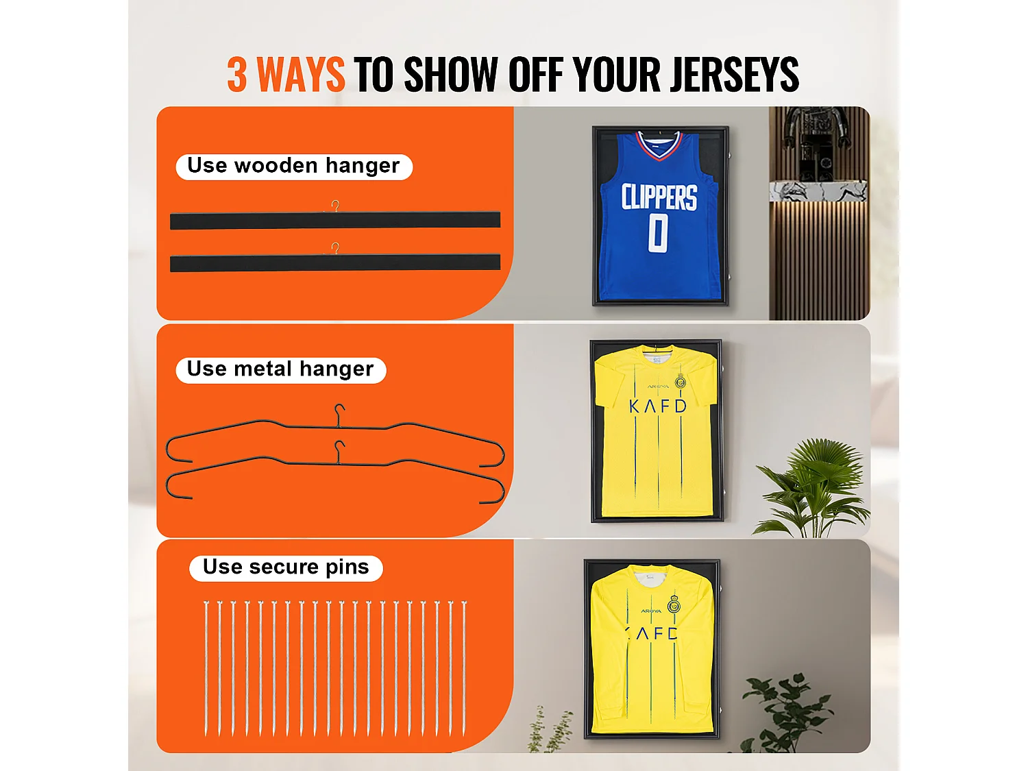 Exhibidor SucceBuy Vitrina para Camisetas 2 Piezas, Dimensiones 59 x 79 x 3.8cm, Caja de Sombra para Camisetas con Cerradura