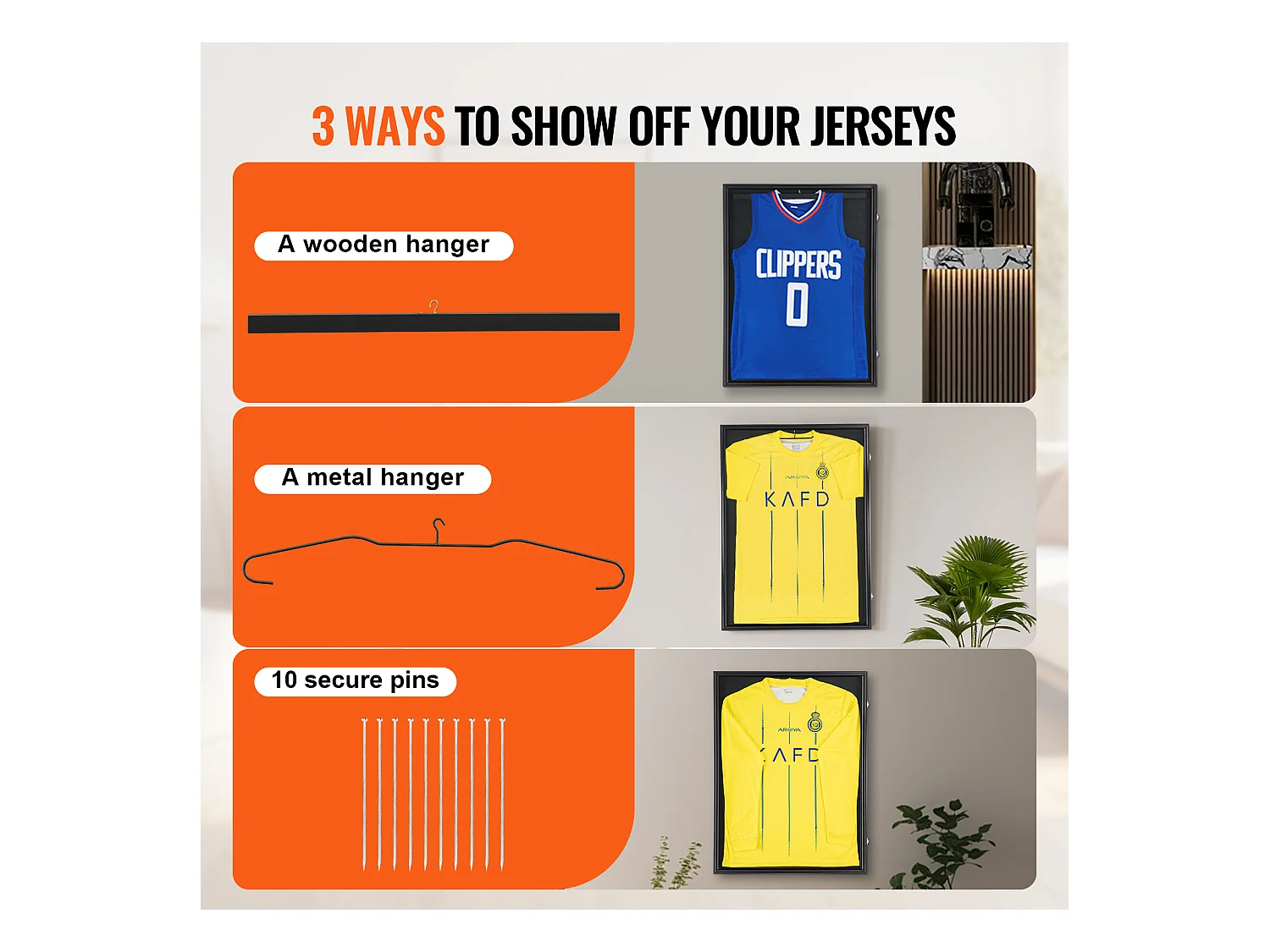 Display SucceBuy Vitrine voor T-Shirts Ingelijst, Afmetingen 61 x 81 x 3.8cm, Schaduwdoos voor T-Shirts met Slot