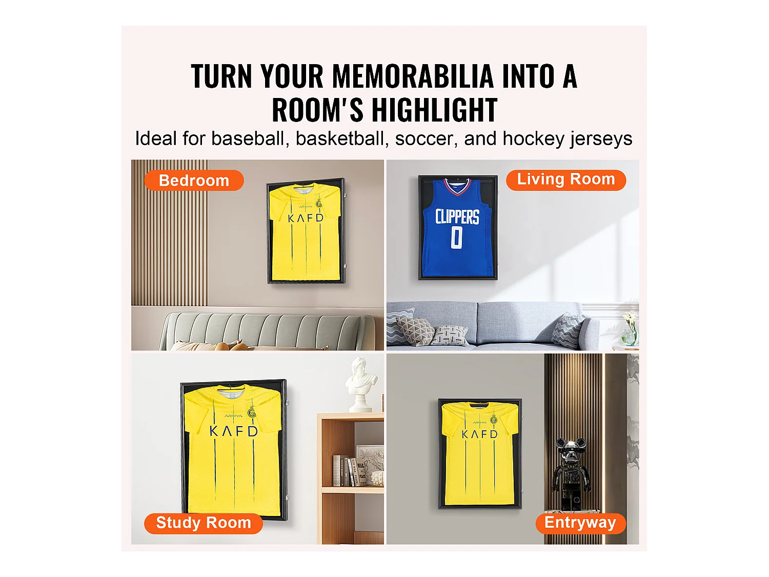 Display SucceBuy Vitrine voor T-Shirts Ingelijst, Afmetingen 61 x 81 x 3.8cm, Schaduwdoos voor T-Shirts met Slot