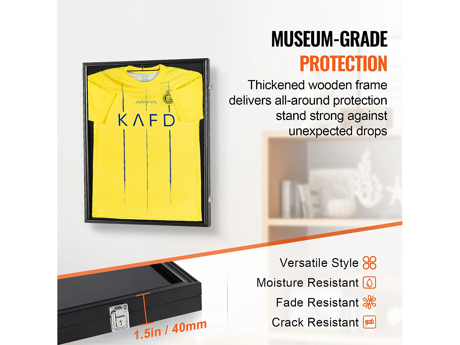 Exhibidor SucceBuy Vitrina para Camisetas Enmarcadas, Dimensiones 61 x 81 x 3.8cm, Caja de Sombra para Camisetas con Cerradura