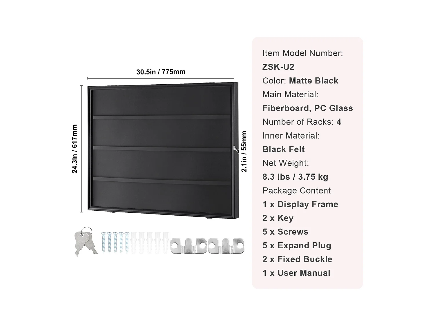 Présentoir SucceBuy Vitrine 30 x 24 x 5.3cm pour 36 Cartes de Sport Graduées avec Protection UV à 98 %
