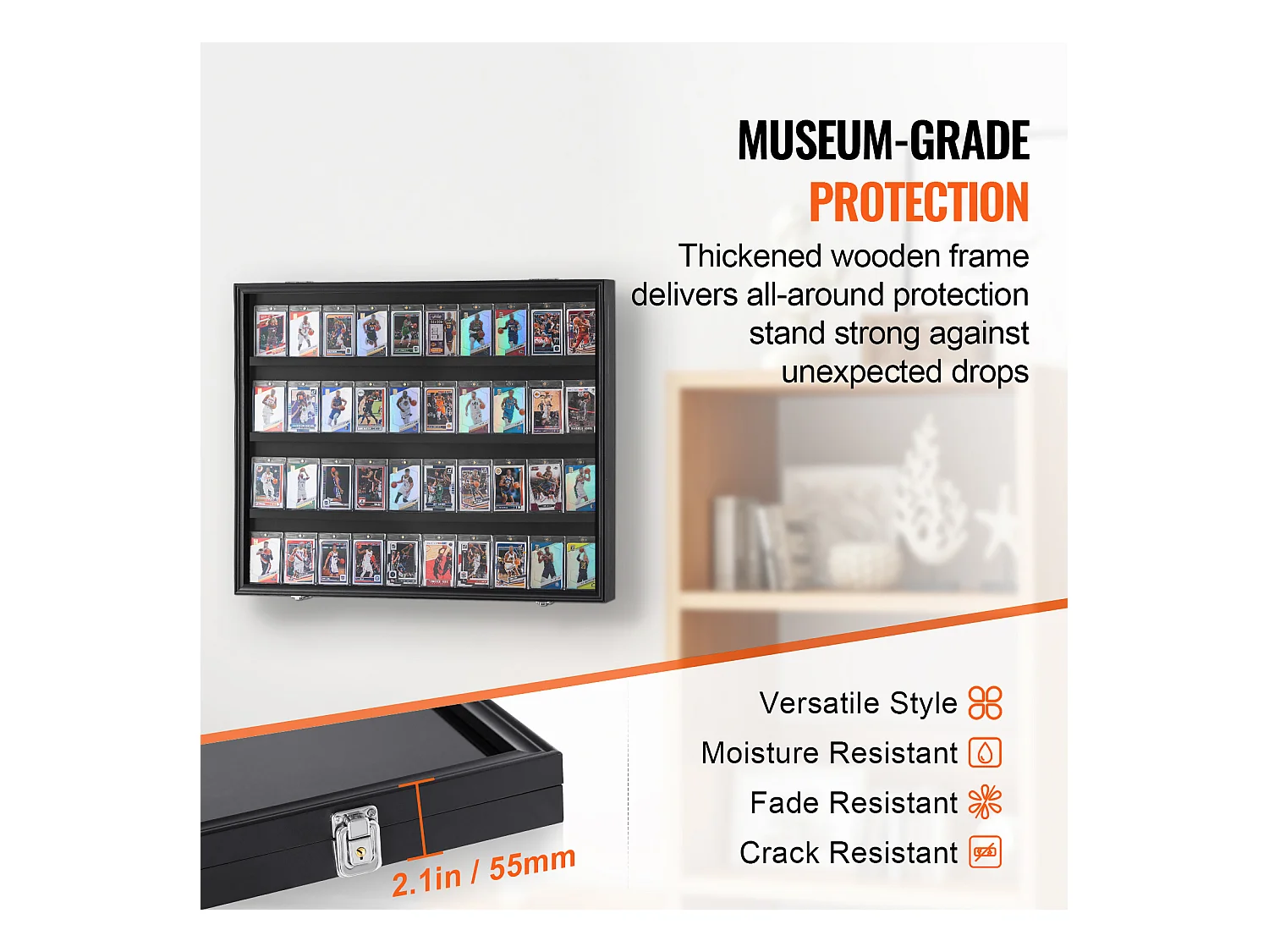 Présentoir SucceBuy Vitrine 30 x 24 x 5.3cm pour 36 Cartes de Sport Graduées avec Protection UV à 98 %