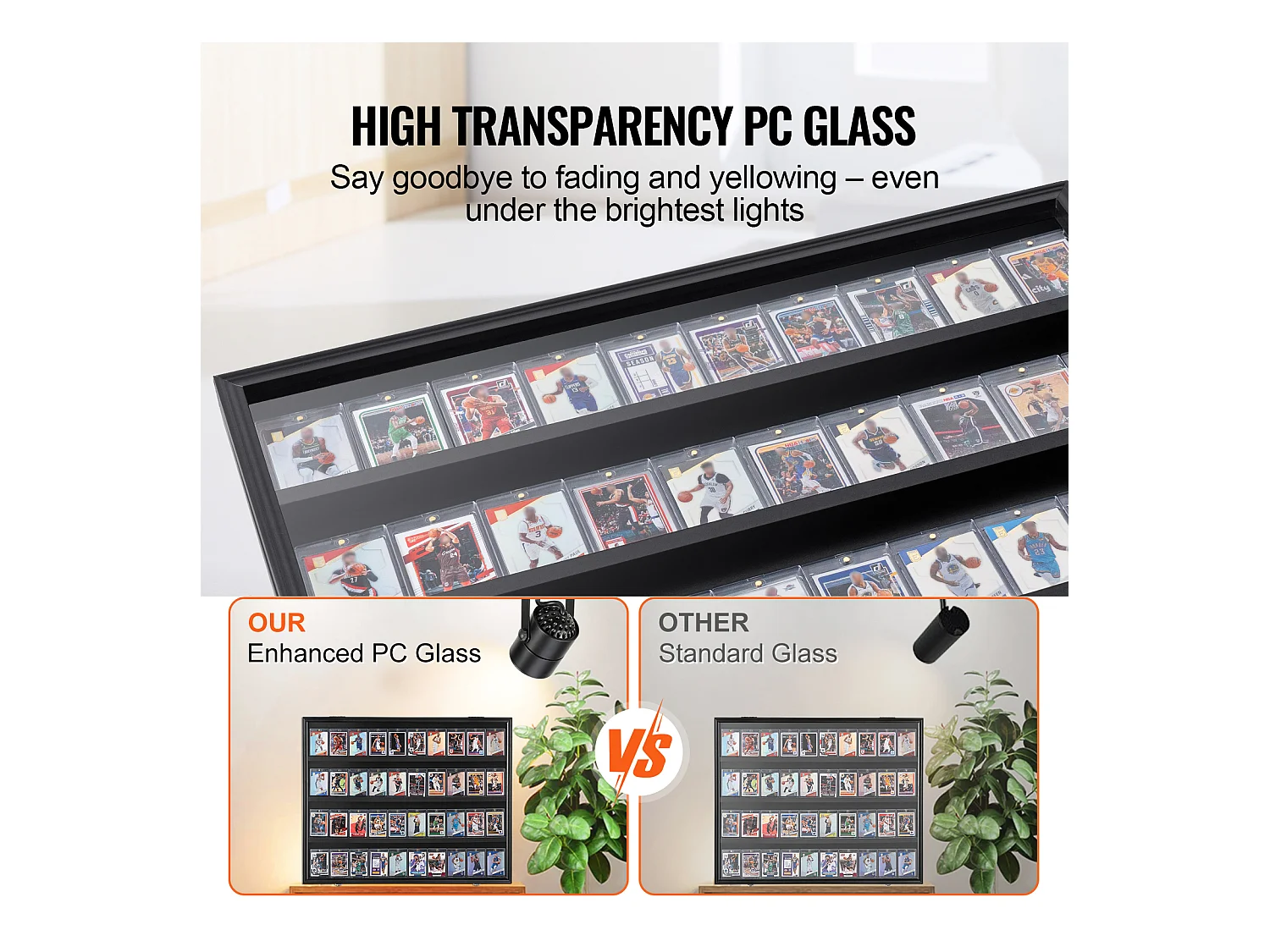 Présentoir SucceBuy Vitrine 30 x 24 x 5.3cm pour 36 Cartes de Sport Graduées avec Protection UV à 98 %