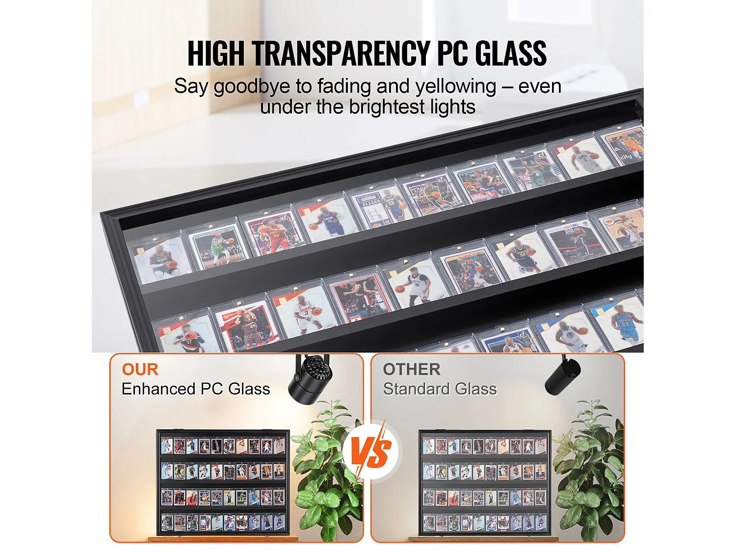 Display SucceBuy Vitrine 30 x 24 x 5.3cm voor 36 Gegradeerde Sportkaarten met 98% UV-Bescherming