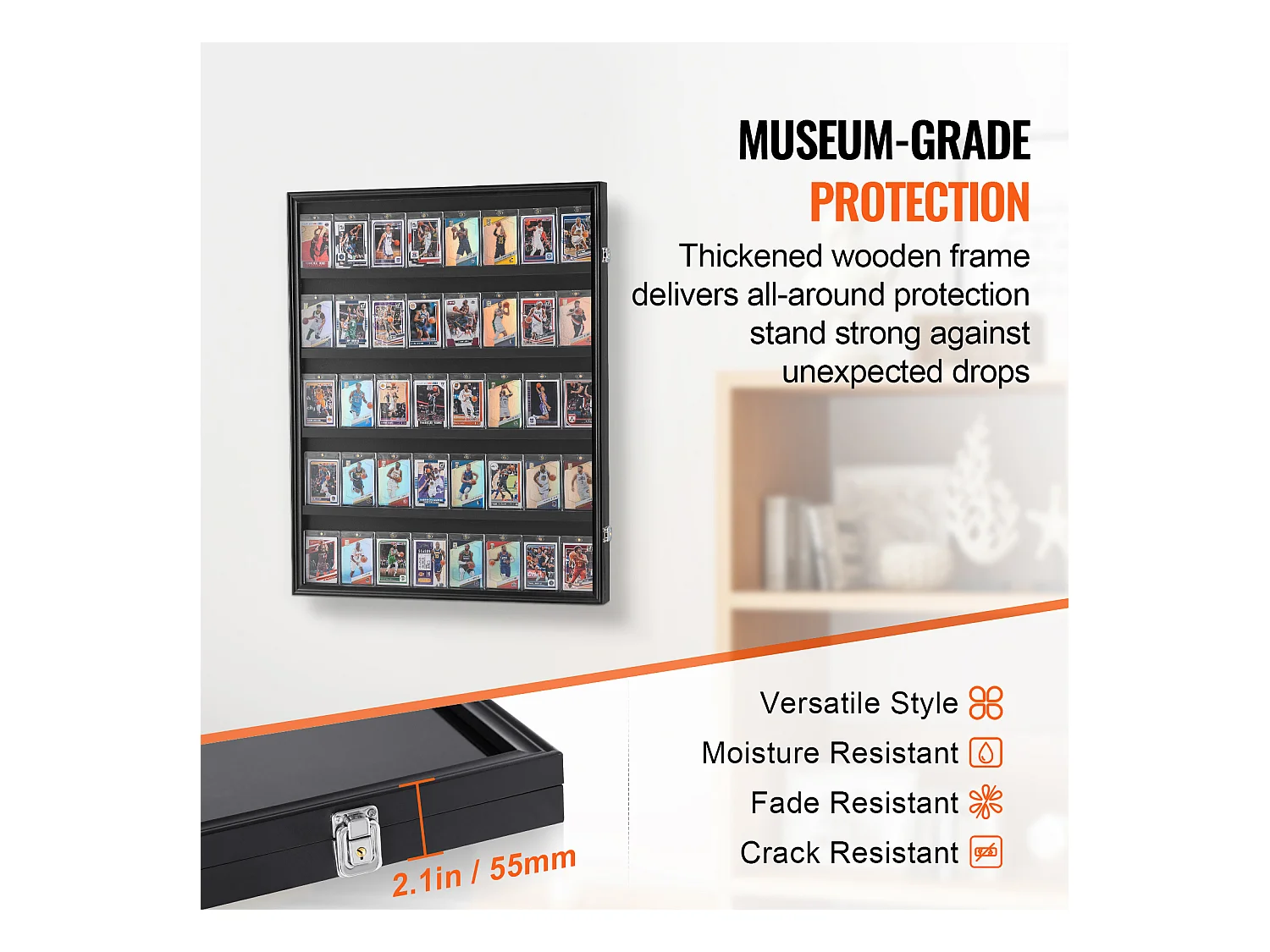 Présentoir SucceBuy 35 de Cartes de Sport Graduées, Taille 61.7 x 77.5 x 5.3cm et Protection UV à 98 %