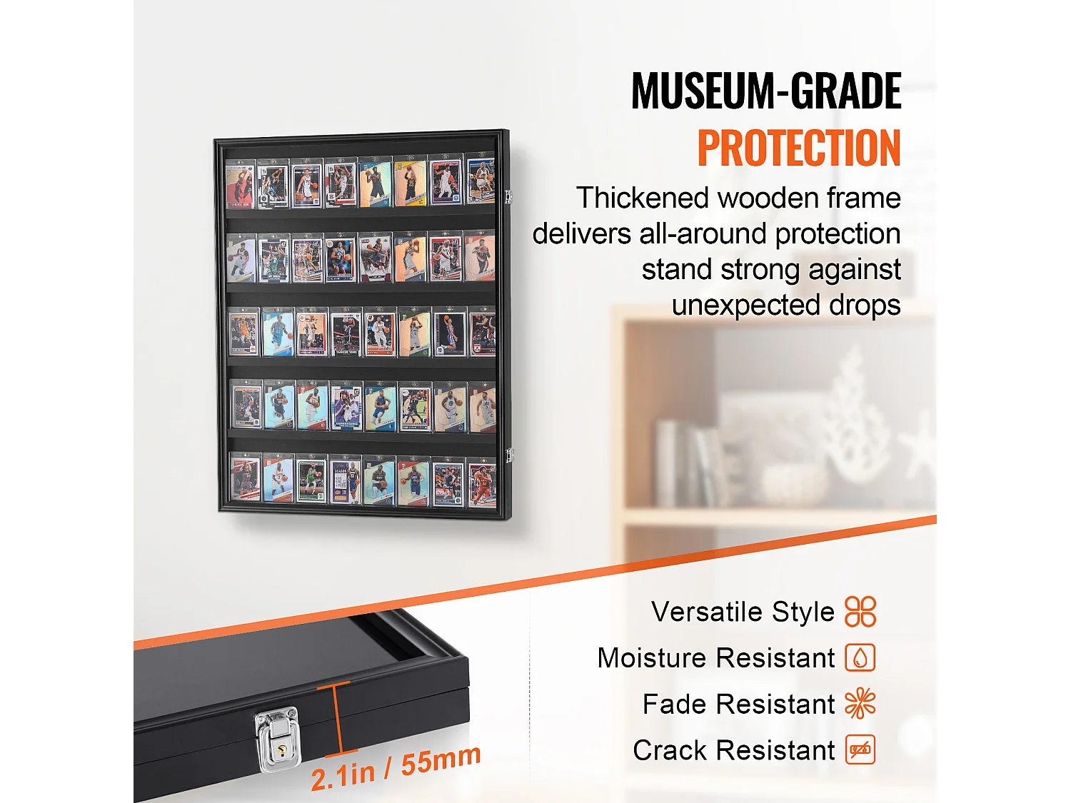 Display SucceBuy 35 van Gegradeerde Sportkaarten, Maat 61.7 x 77.5 x 5.3cm en 98% UV-Bescherming