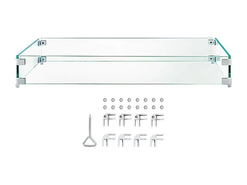 Windschutz aus Gehärtetem Glas für Kamin SucceBuy, 965x267x152mm, Windschutz