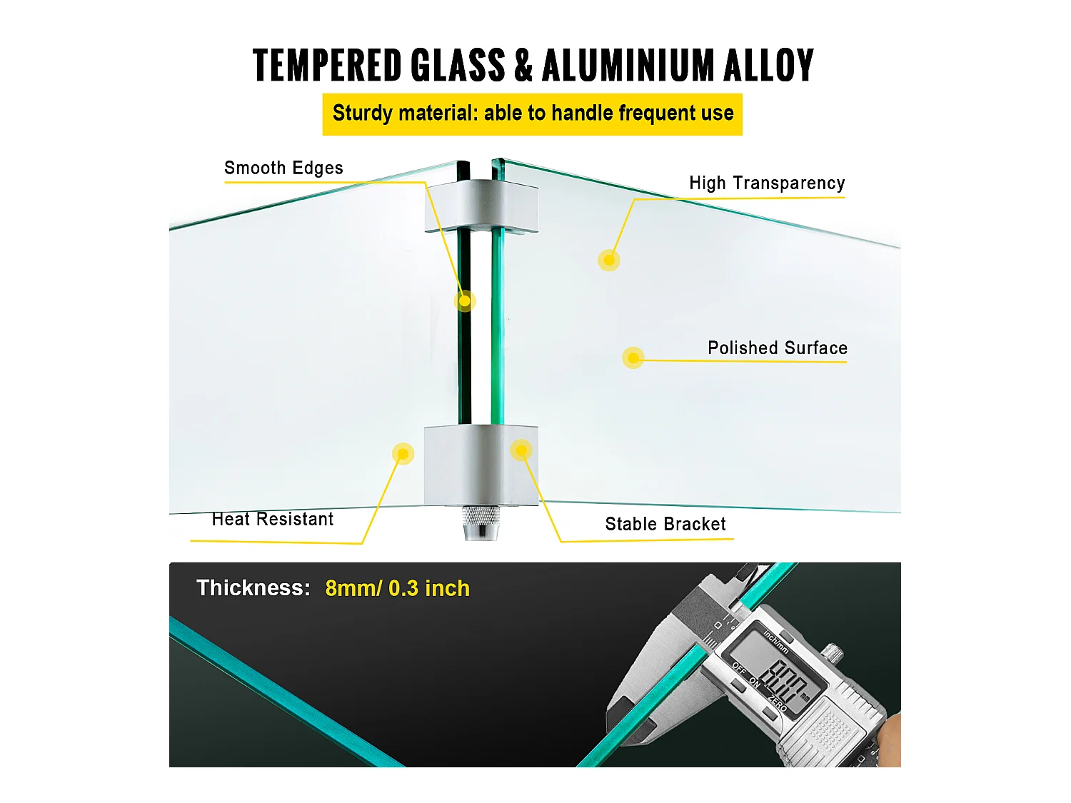 Pare-Vent en Verre Trempé pour Foyer SucceBuy, 965x267x152mm, PareVent de Protection contre le Vent