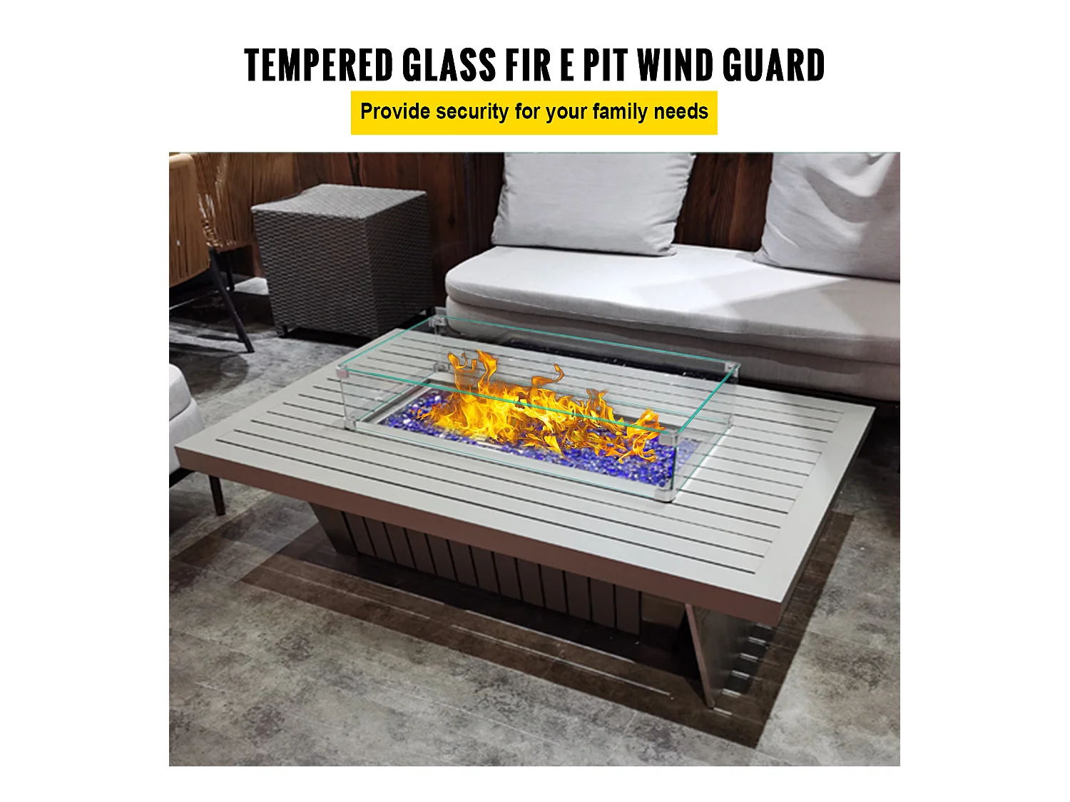 Paravento in Vetro Temperato per Caminetto SucceBuy, 965x267x152mm, Protezione dal Vento