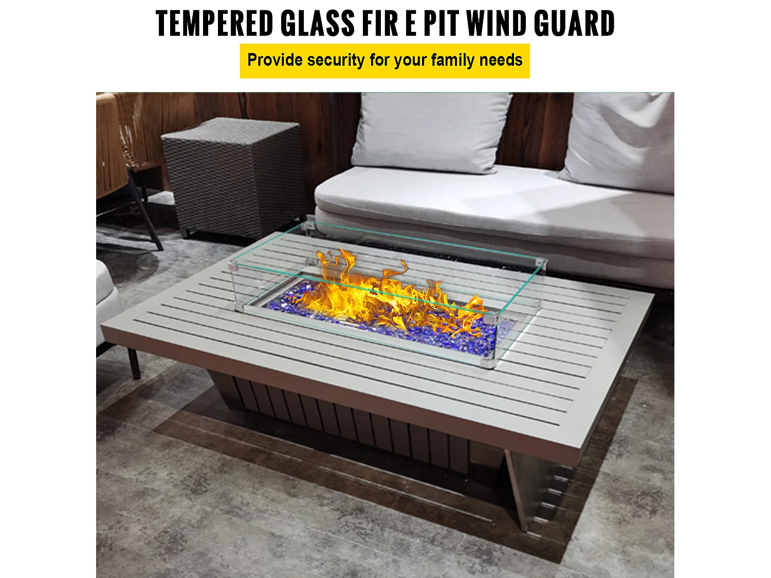 Pare-Vent en Verre Trempé pour Foyer SucceBuy, 965x267x152mm, PareVent de Protection contre le Vent