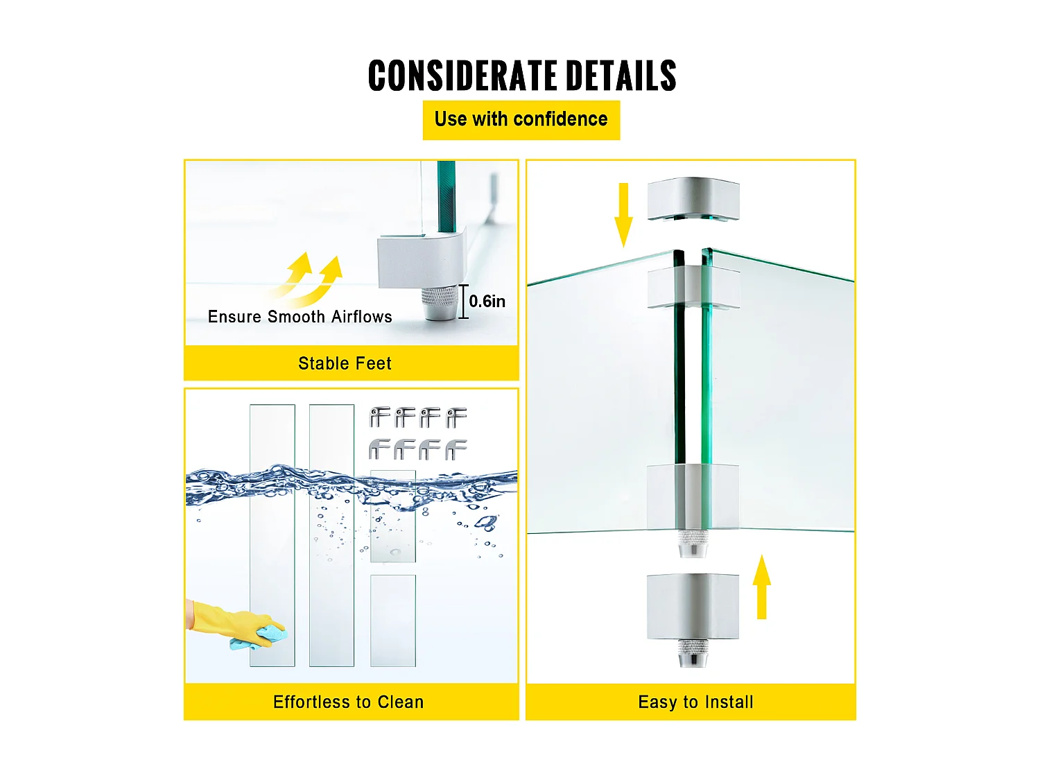 Pare-Vent en Verre Trempé pour Foyer SucceBuy, 965x267x152mm, PareVent de Protection contre le Vent