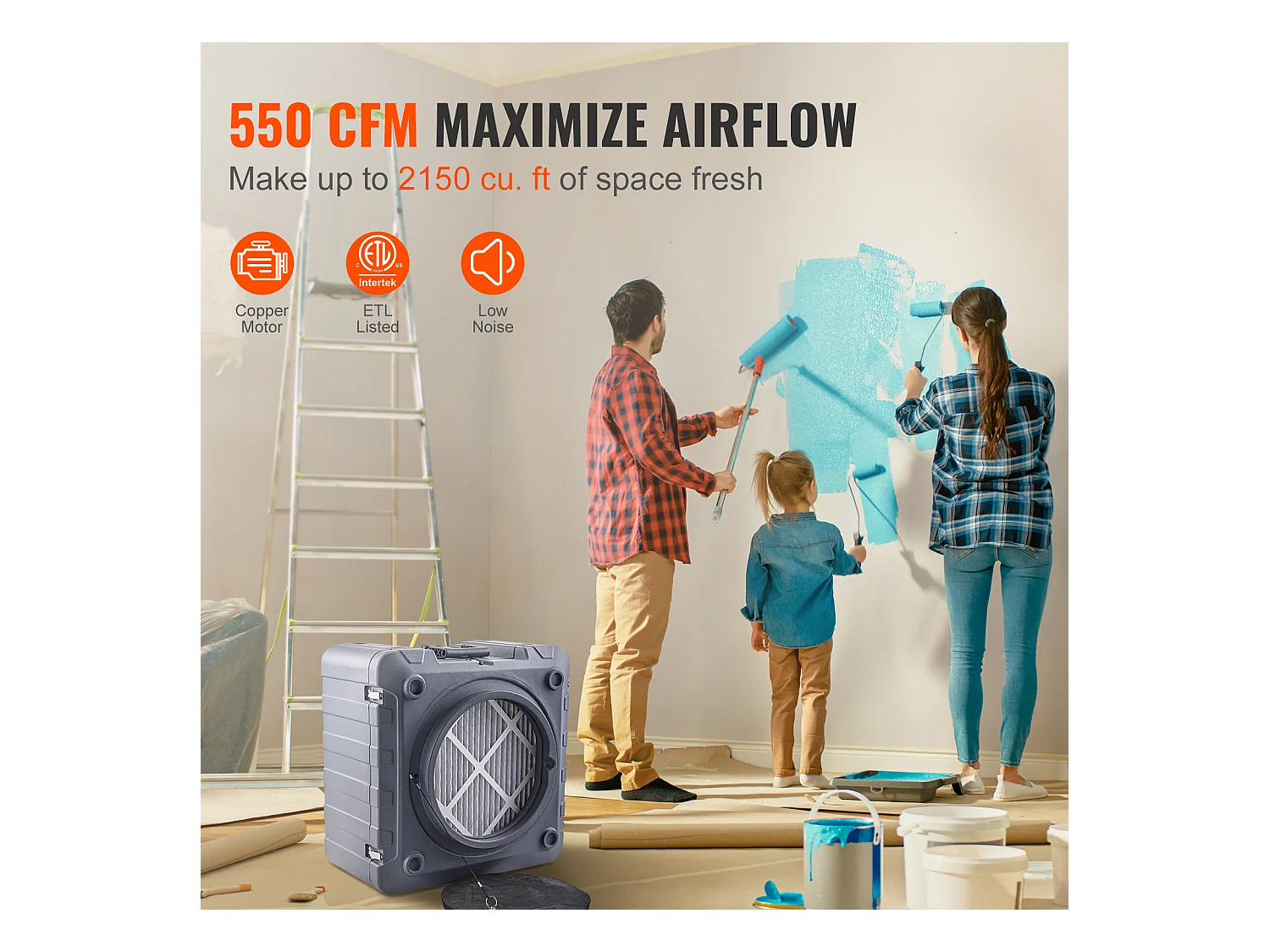 Purificateur d'Air à 3 Étages SucceBuy, Machine à Air Négatif Empilable, 550 CFM