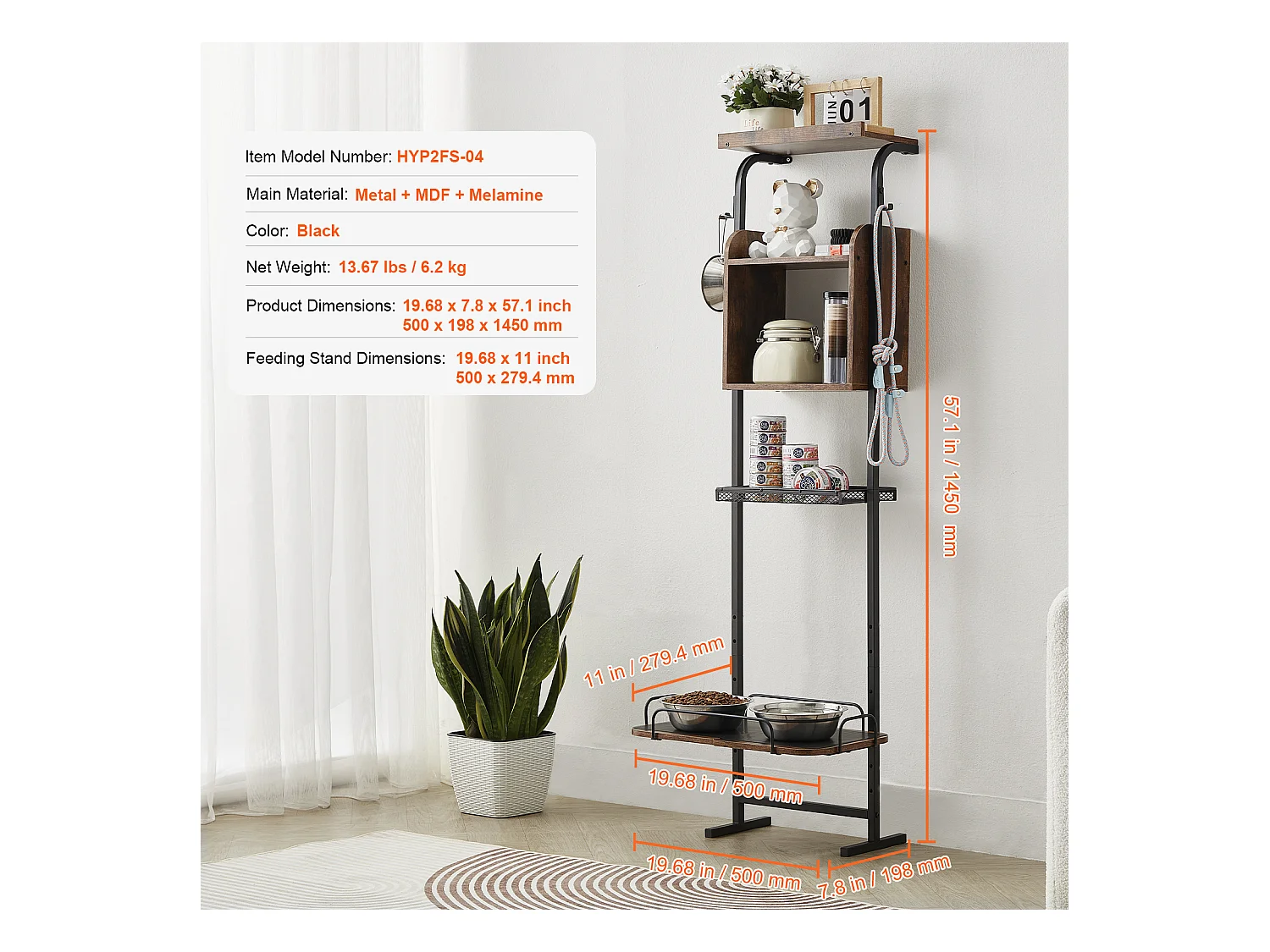 Support de Gamelle Surélevée Réglable pour Chiens SucceBuy, avec Rangement et Bols Surélevés