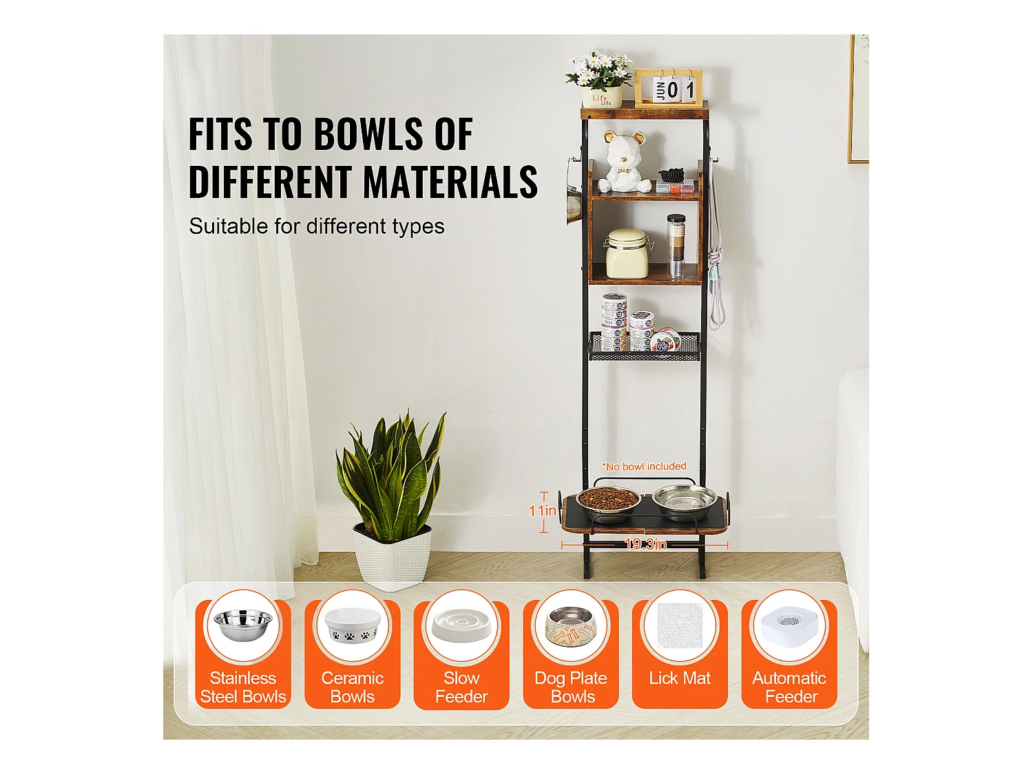 Support de Gamelle Surélevée Réglable pour Chiens SucceBuy, avec Rangement et Bols Surélevés