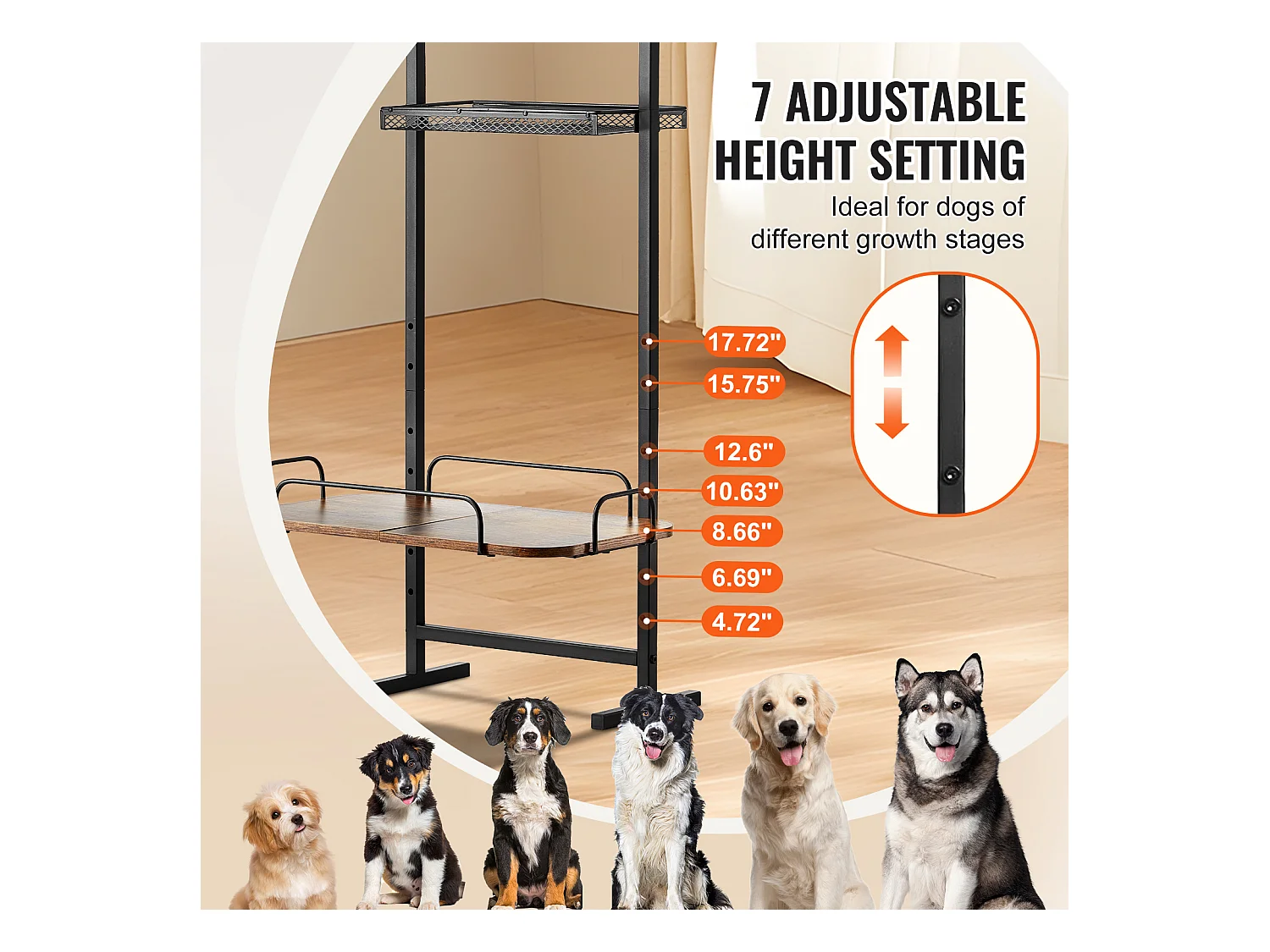 Support de Gamelle Surélevée Réglable pour Chiens SucceBuy, avec Rangement et Bols Surélevés