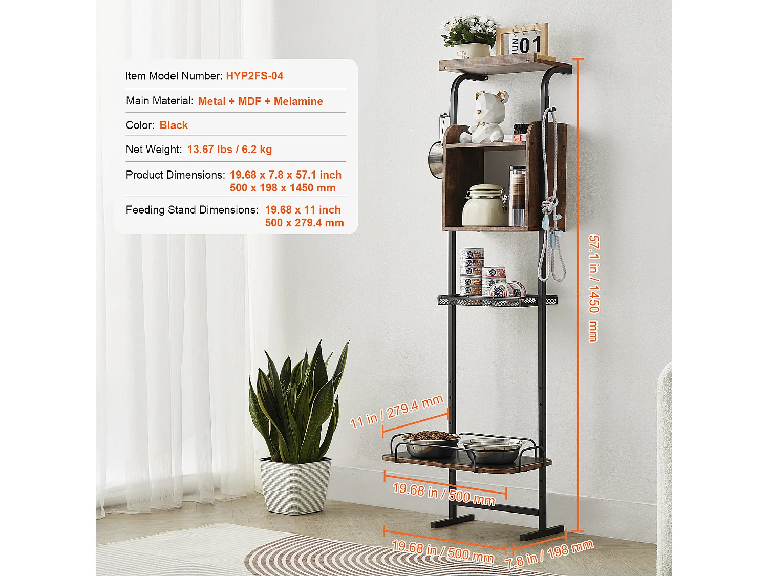 Support de Gamelle Surélevée Réglable pour Chiens SucceBuy, avec Rangement et Bols Surélevés