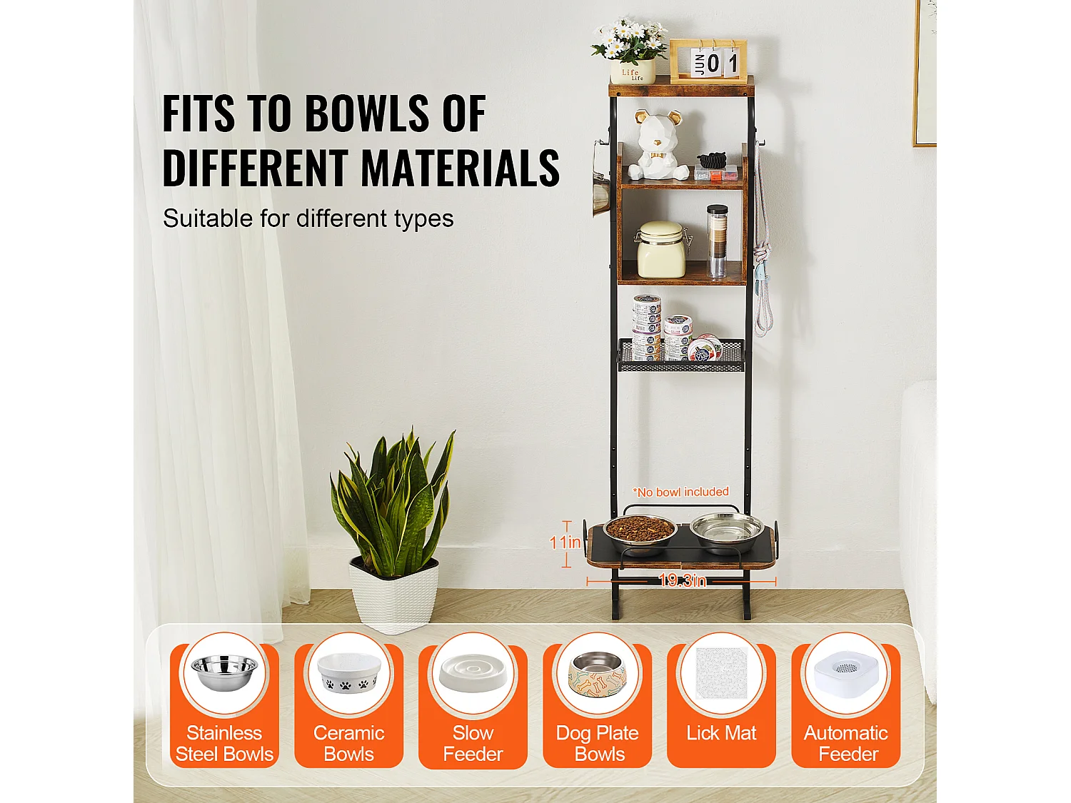 Support de Gamelle Surélevée Réglable pour Chiens SucceBuy, avec Rangement et Bols Surélevés