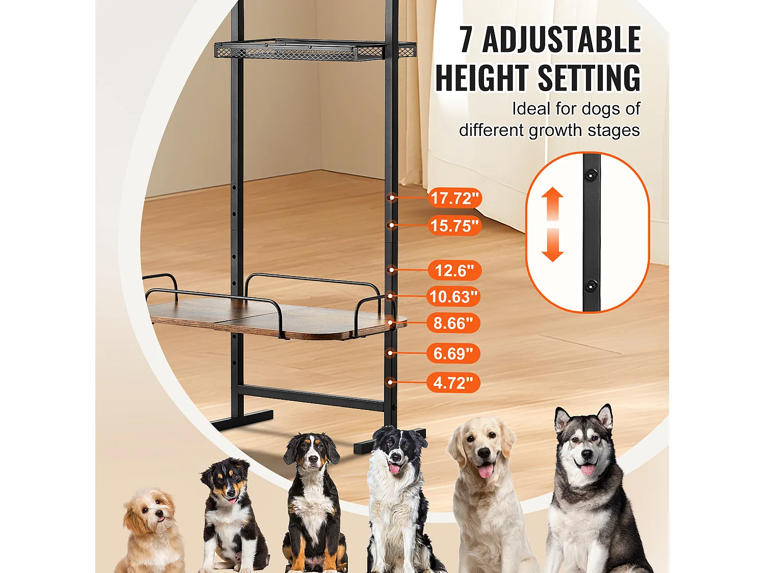 Support de Gamelle Surélevée Réglable pour Chiens SucceBuy, avec Rangement et Bols Surélevés