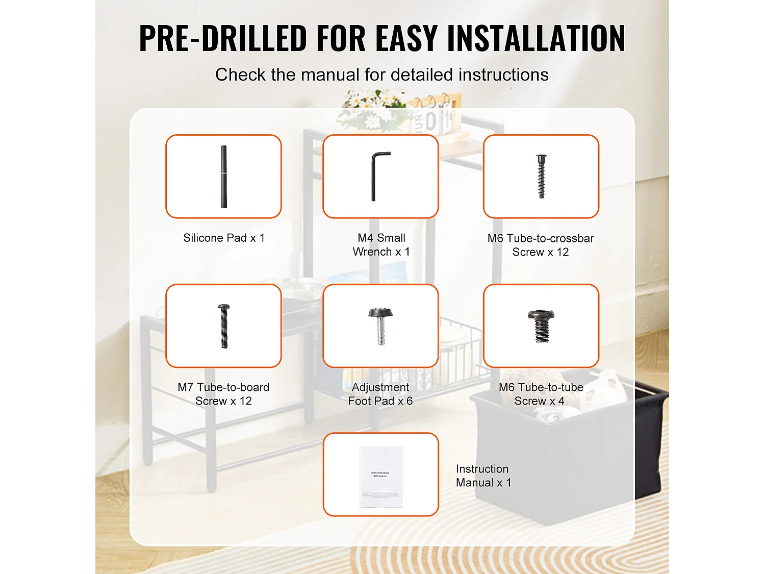 Support de Gamelle Surélevée Réglable pour Chiens SucceBuy, avec Rangement et Bols Surélevés