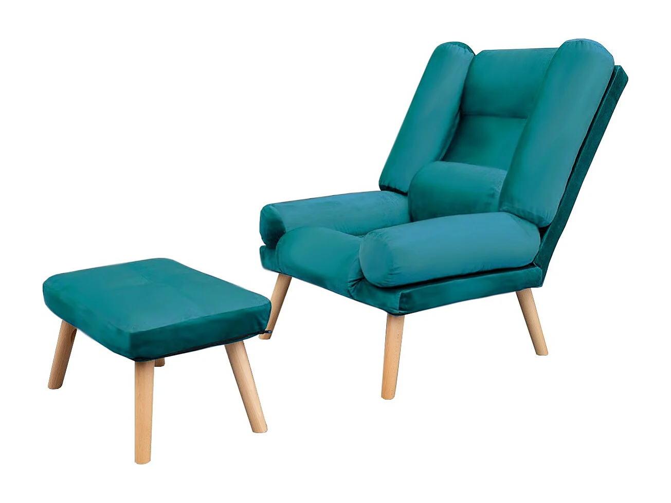 Liegesessel Sessel Relaxsessel Lola mit Fußhocker Rückenlehne 5-stufig einstellbar Farbe: Solo 261 türkis