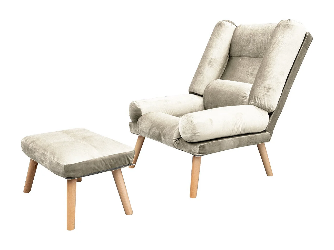 Liegesessel Sessel Relaxsessel Lola mit Fußhocker Rückenlehne 5-stufig einstellbar Farbe: Monolith 04 - ecru