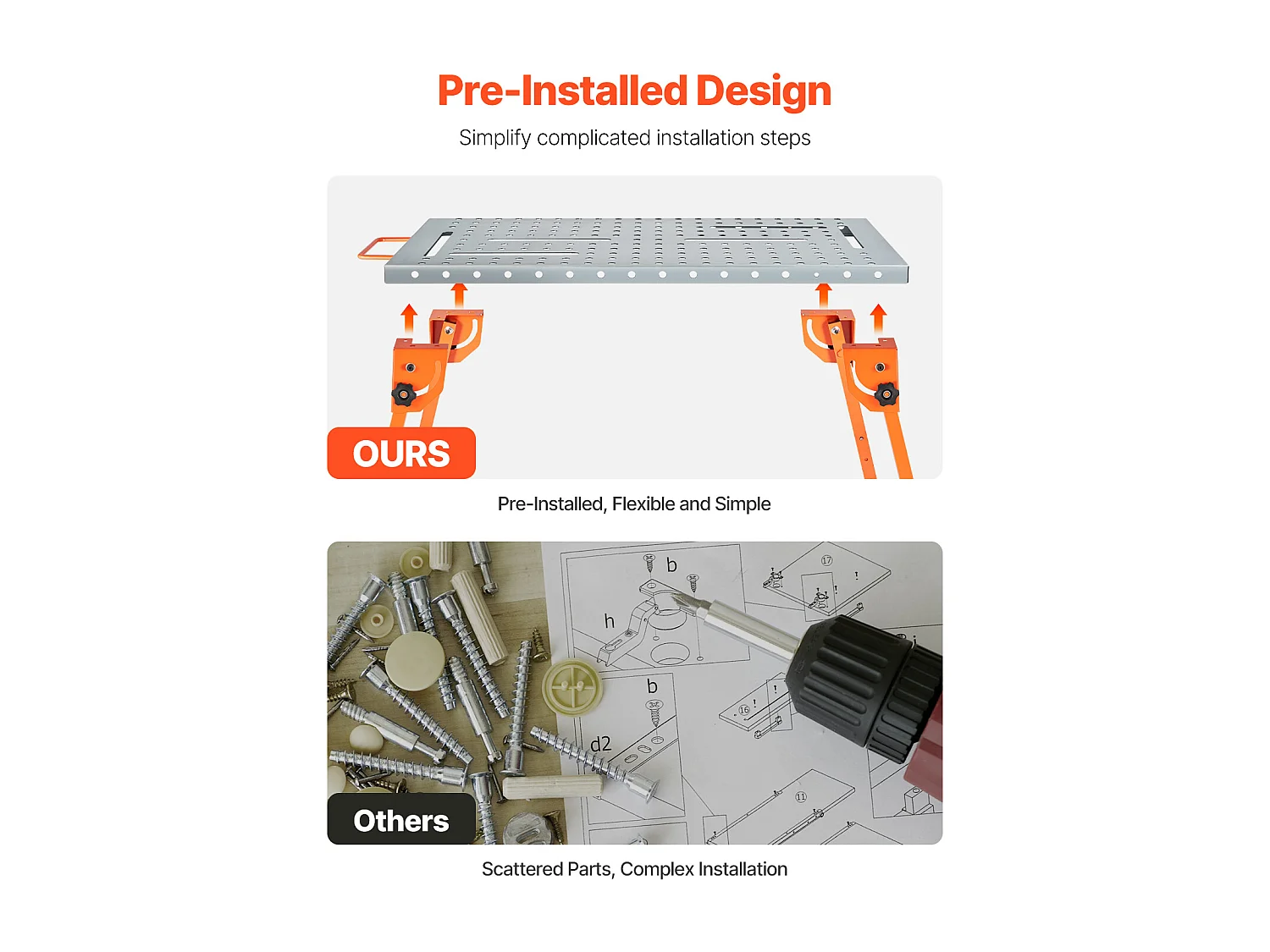 Tavolo da Saldatura, SucceBuy Tavolo da Saldatura 53.3 × 111.8 cm 227 kg Banco da Lavoro Pieghevole Regolabile in Altezza