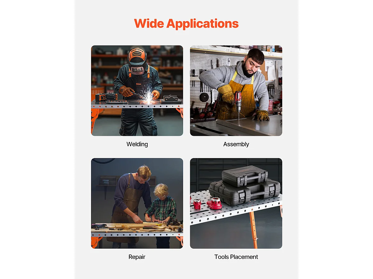 Tavolo da Saldatura, SucceBuy Tavolo da Saldatura 53.3 × 111.8 cm 227 kg Banco da Lavoro Pieghevole Regolabile in Altezza